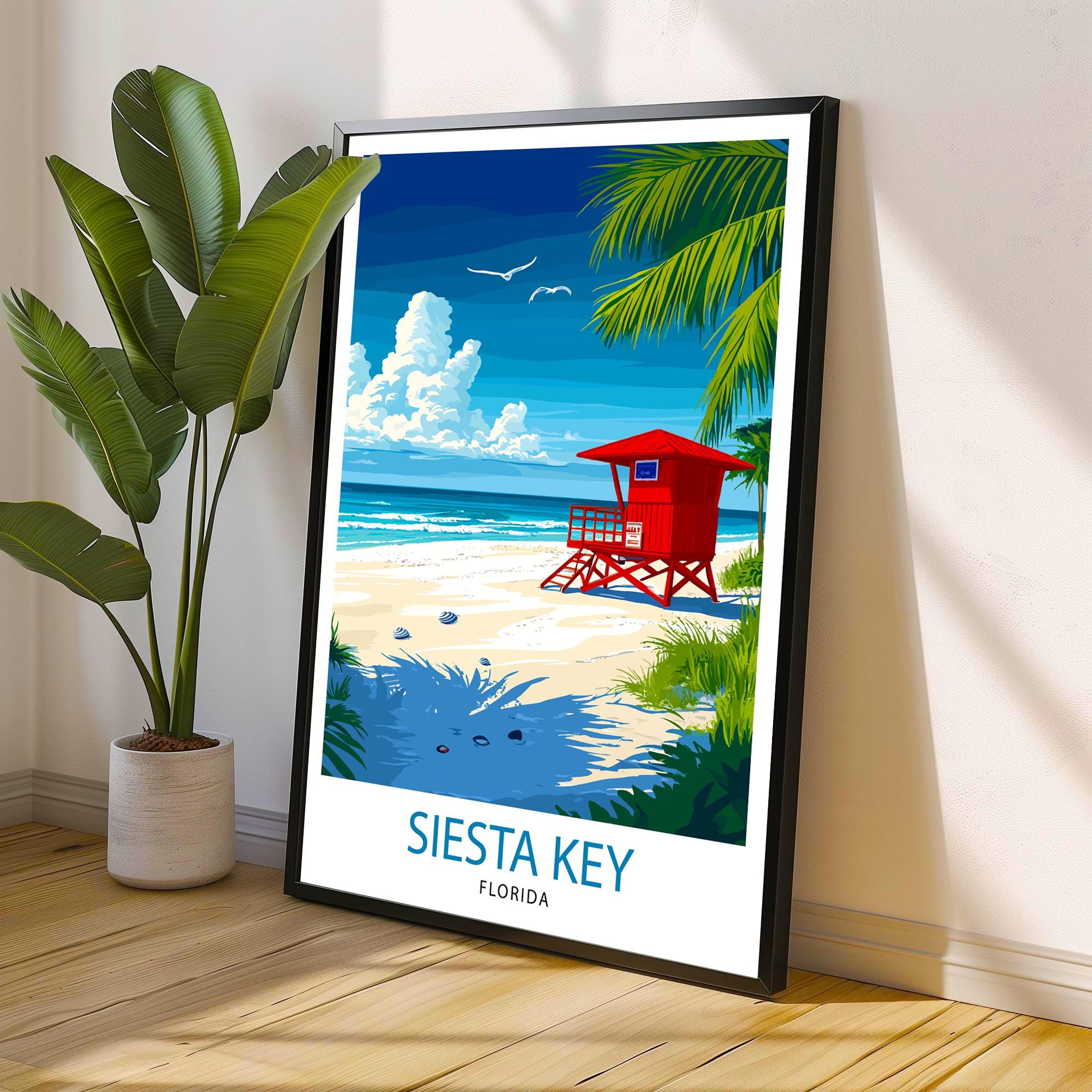 Siesta Key Travel Poster Florida Beach Art Siesta Key Print Scenic Beach Poster Tropical Travel Decor Siesta Key Wall Art