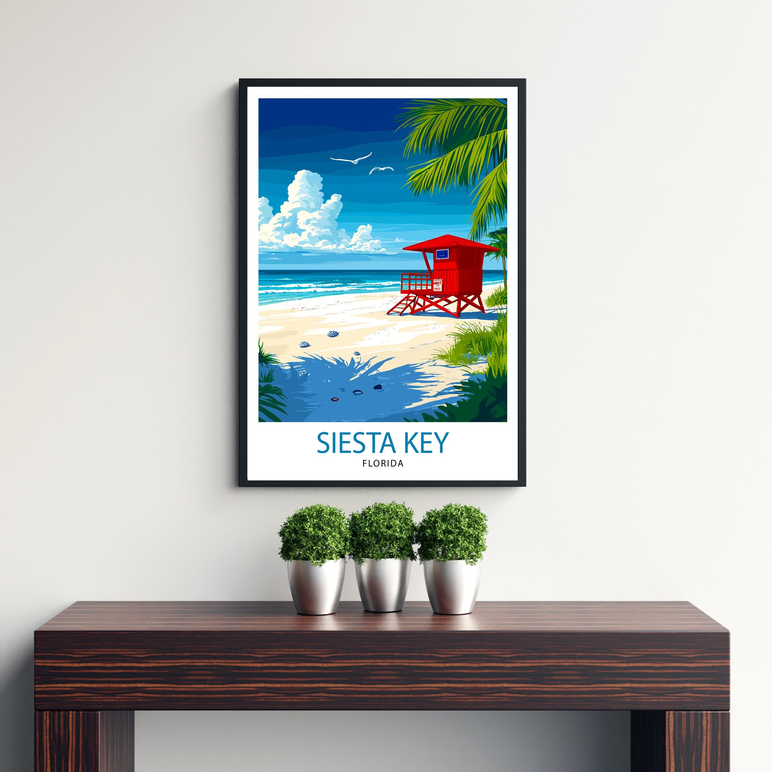 Siesta Key Travel Poster Florida Beach Art Siesta Key Print Scenic Beach Poster Tropical Travel Decor Siesta Key Wall Art