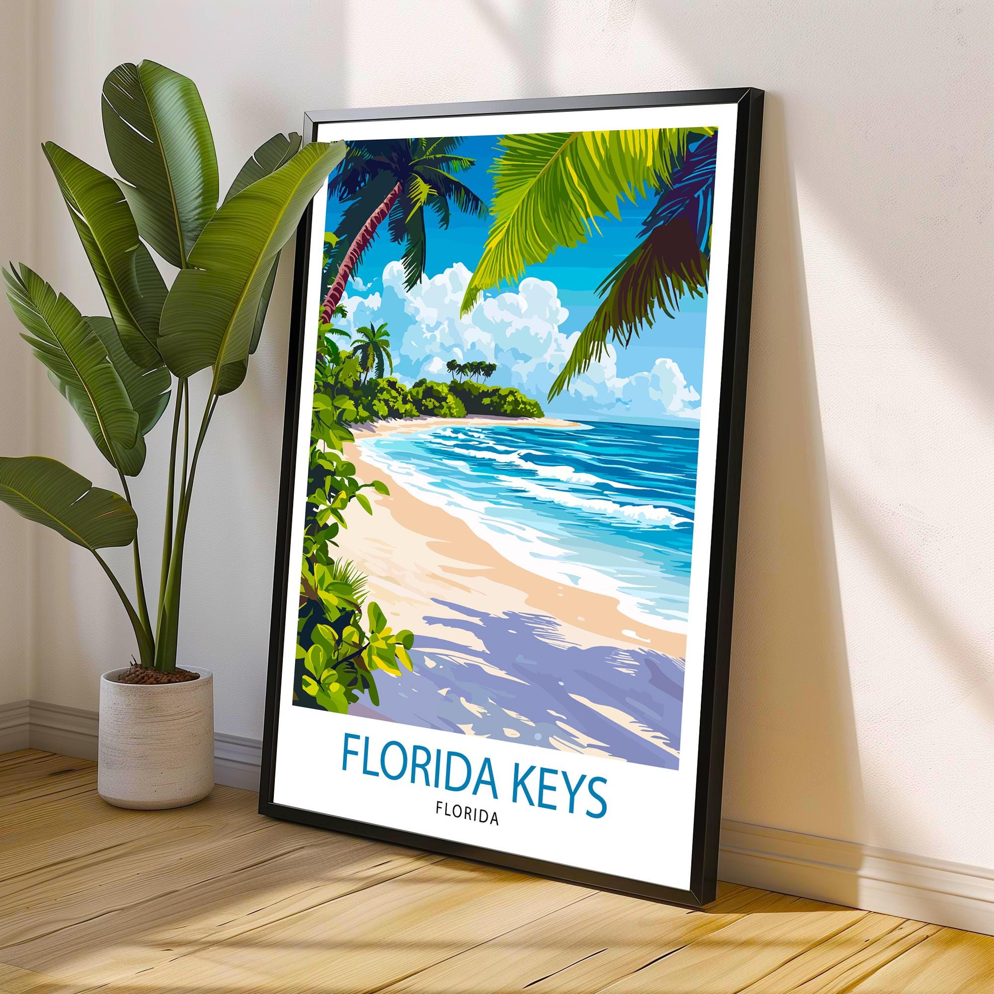 Florida Keys Travel Poster Florida Beach Art Keys Print Scenic Island Poster Tropical Travel Decor Florida Keys Wall Art