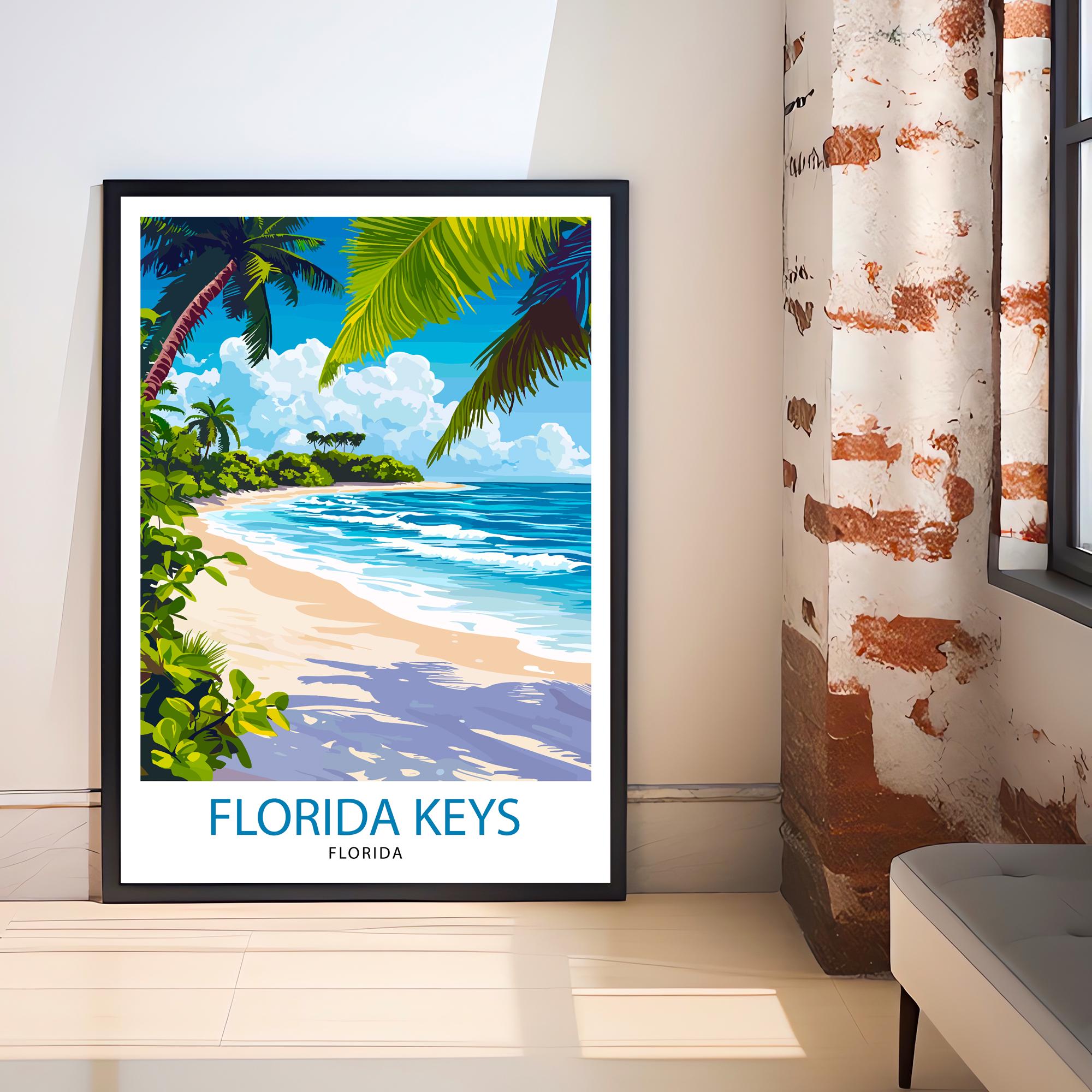 Florida Keys Travel Poster Florida Beach Art Keys Print Scenic Island Poster Tropical Travel Decor Florida Keys Wall Art