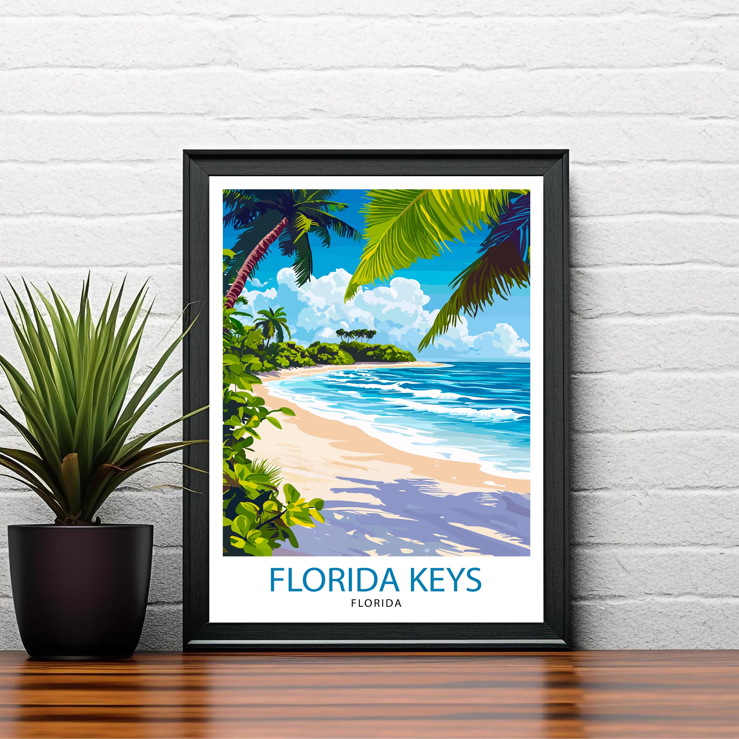 Florida Keys Travel Poster Florida Beach Art Keys Print Scenic Island Poster Tropical Travel Decor Florida Keys Wall Art