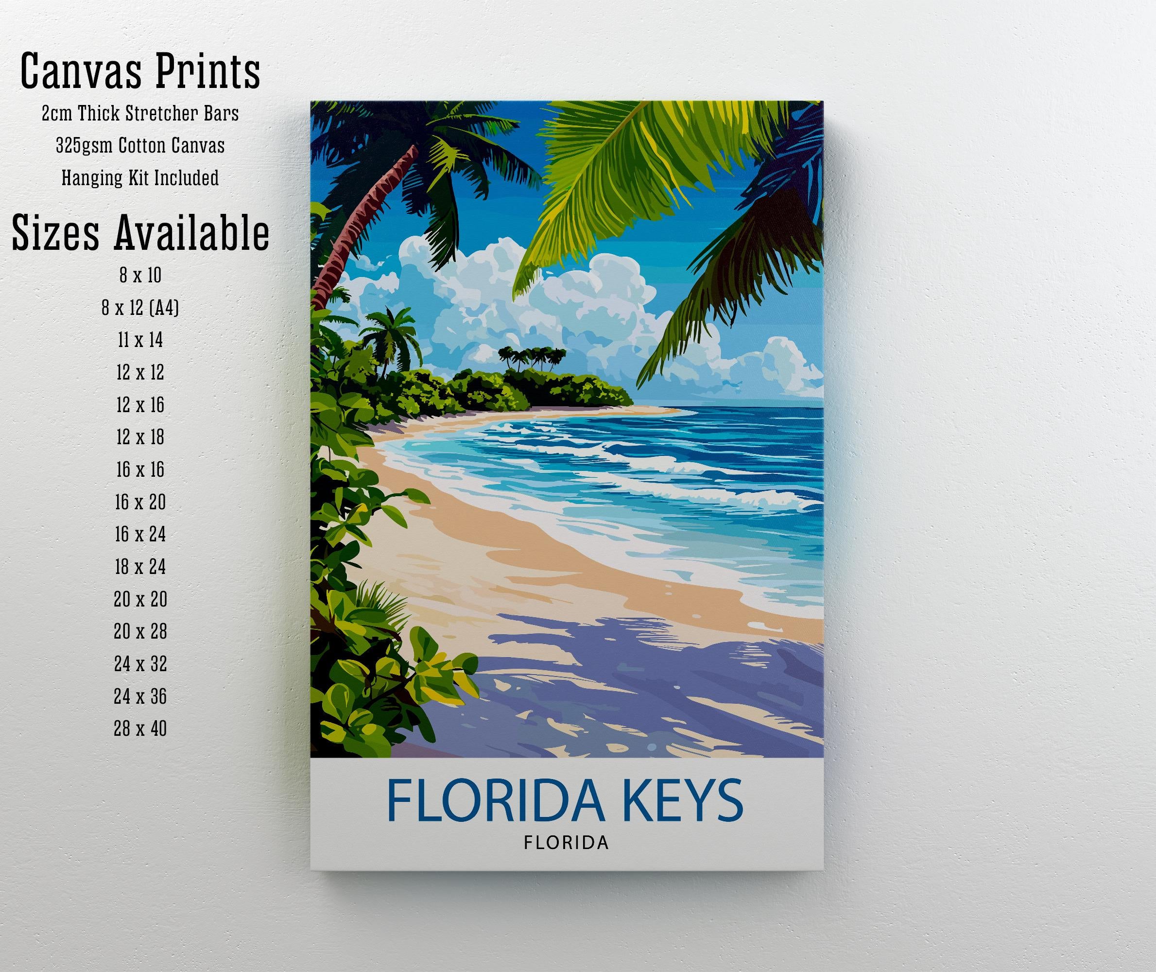 Florida Keys Travel Poster Florida Beach Art Keys Print Scenic Island Poster Tropical Travel Decor Florida Keys Wall Art