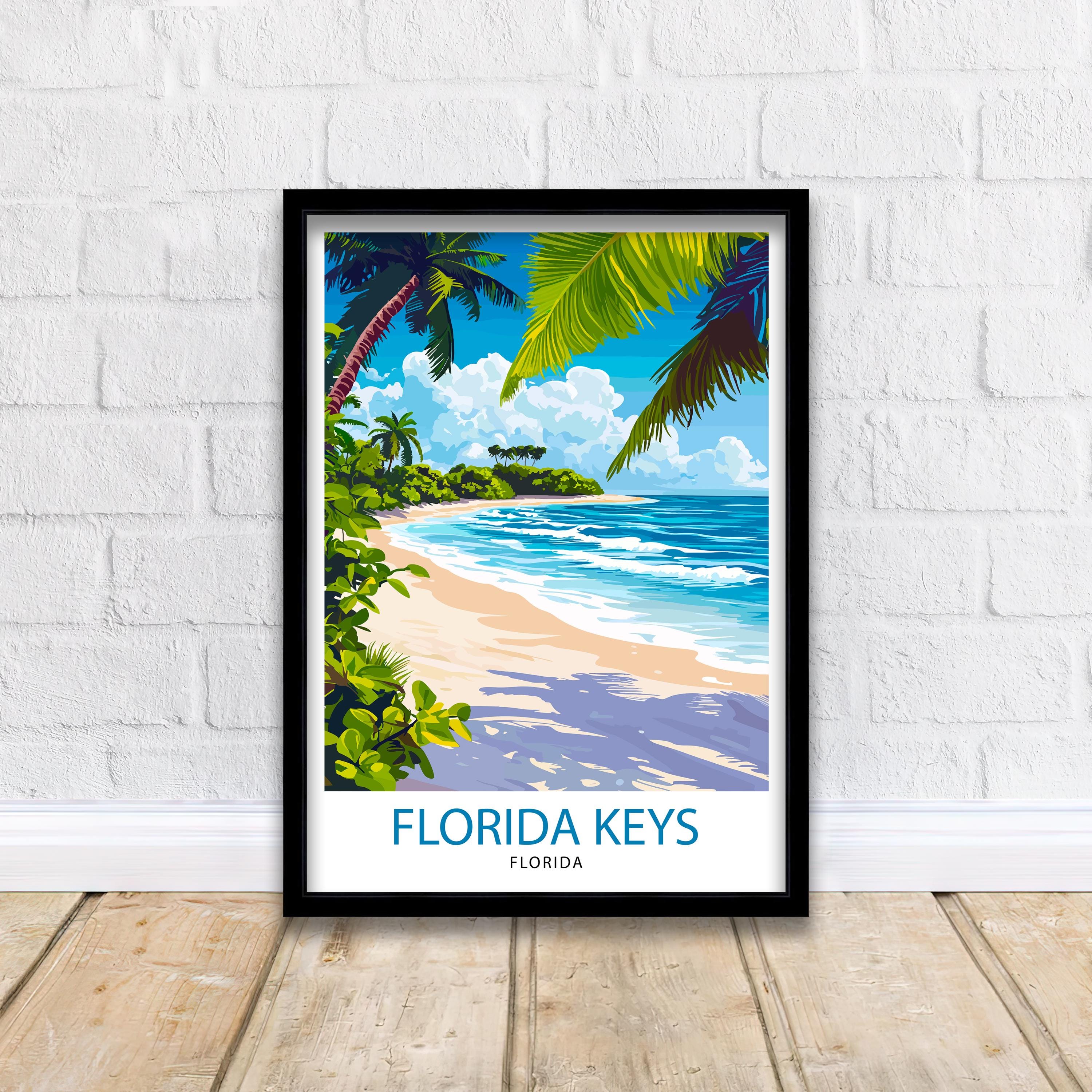 Florida Keys Travel Poster Florida Beach Art Keys Print Scenic Island Poster Tropical Travel Decor Florida Keys Wall Art