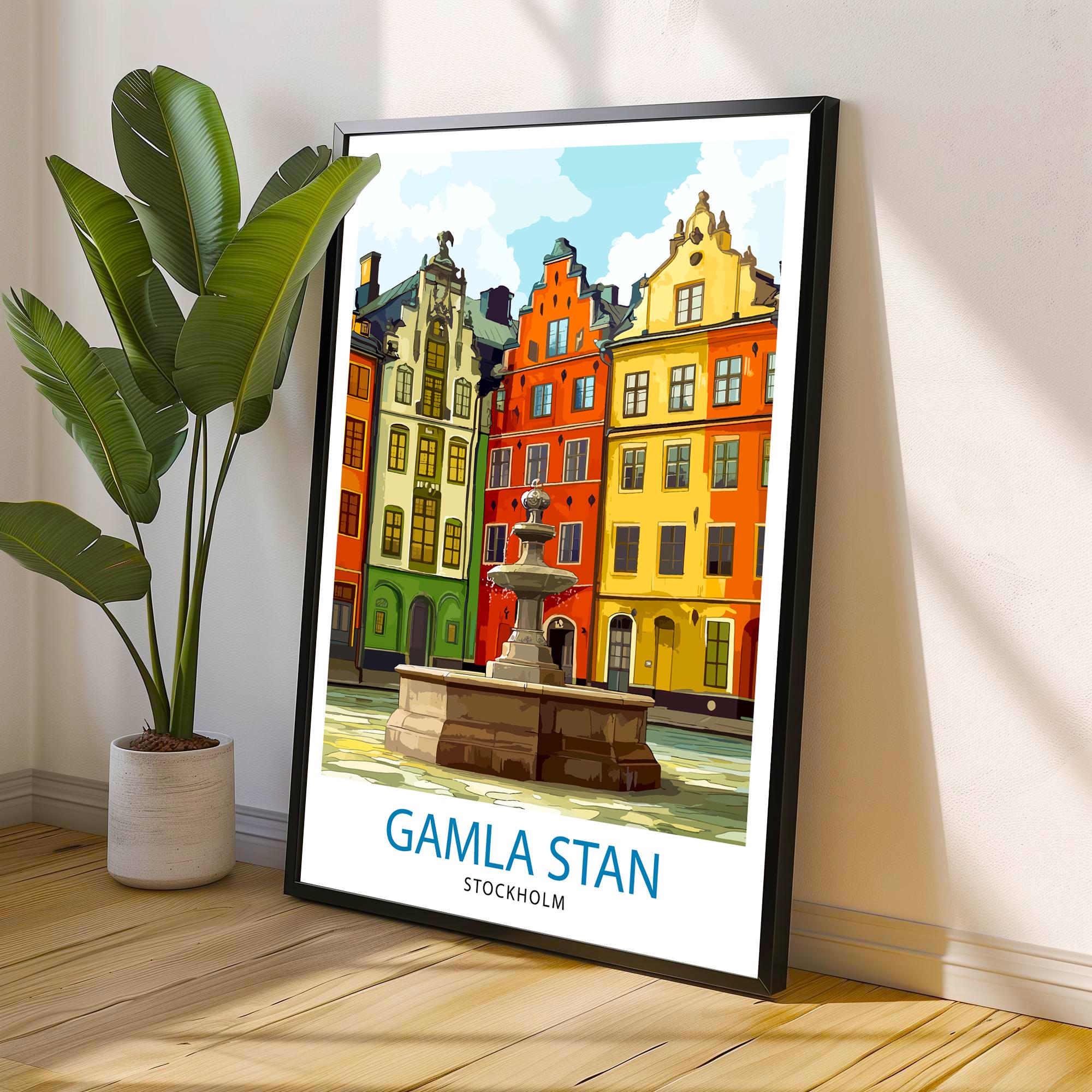 Gamla Stan Stockholm Travel Poster Swedish City Art Gamla Stan Print Scenic Stockholm Poster Stockholm Wall Decor