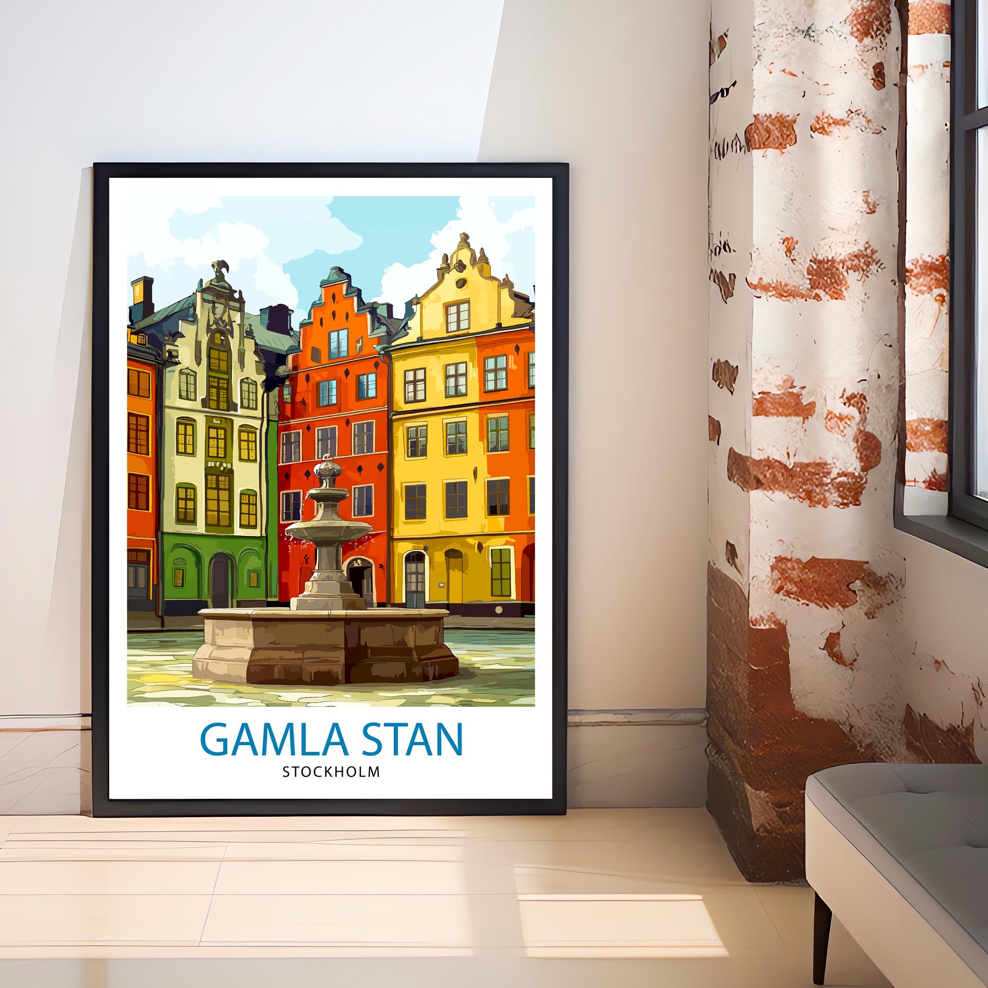 Gamla Stan Stockholm Travel Poster Swedish City Art Gamla Stan Print Scenic Stockholm Poster Stockholm Wall Decor
