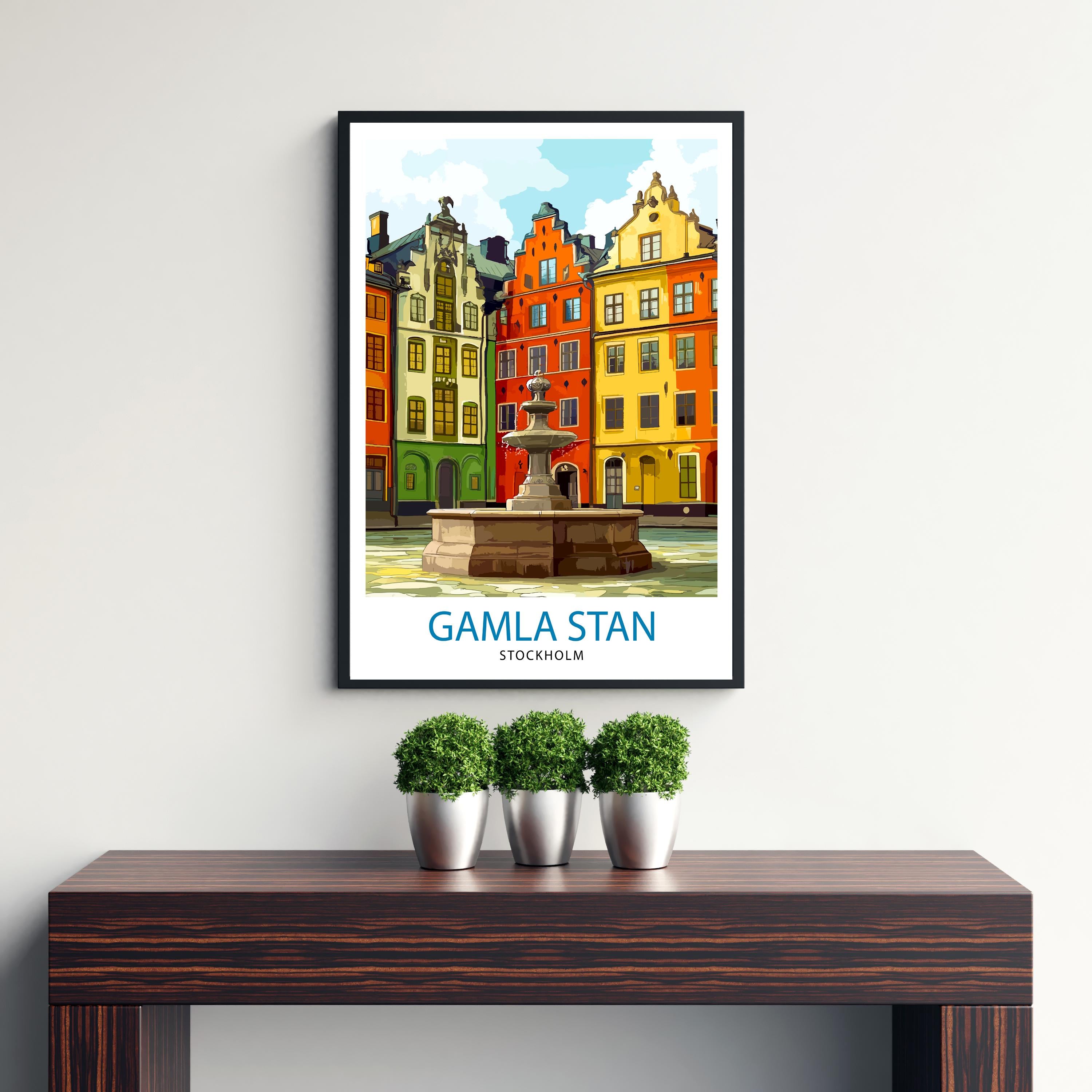 Gamla Stan Stockholm Travel Poster Swedish City Art Gamla Stan Print Scenic Stockholm Poster Stockholm Wall Decor