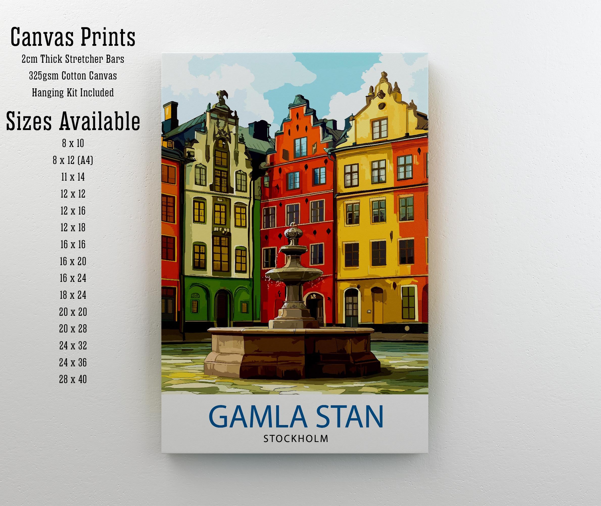 Gamla Stan Stockholm Travel Poster Swedish City Art Gamla Stan Print Scenic Stockholm Poster Stockholm Wall Decor