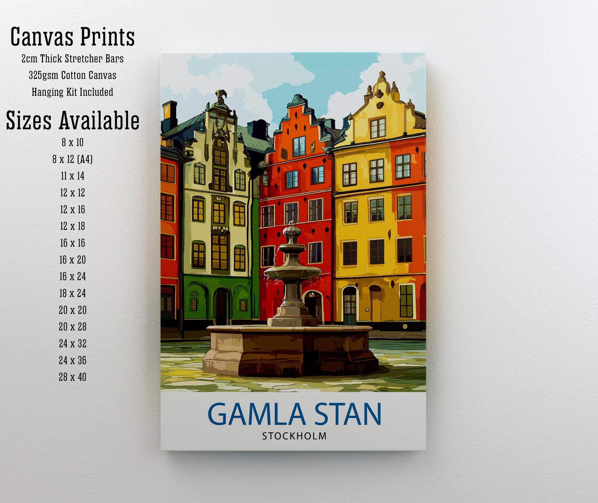 Gamla Stan Stockholm Travel Poster Swedish City Art Gamla Stan Print Scenic Stockholm Poster Stockholm Wall Decor