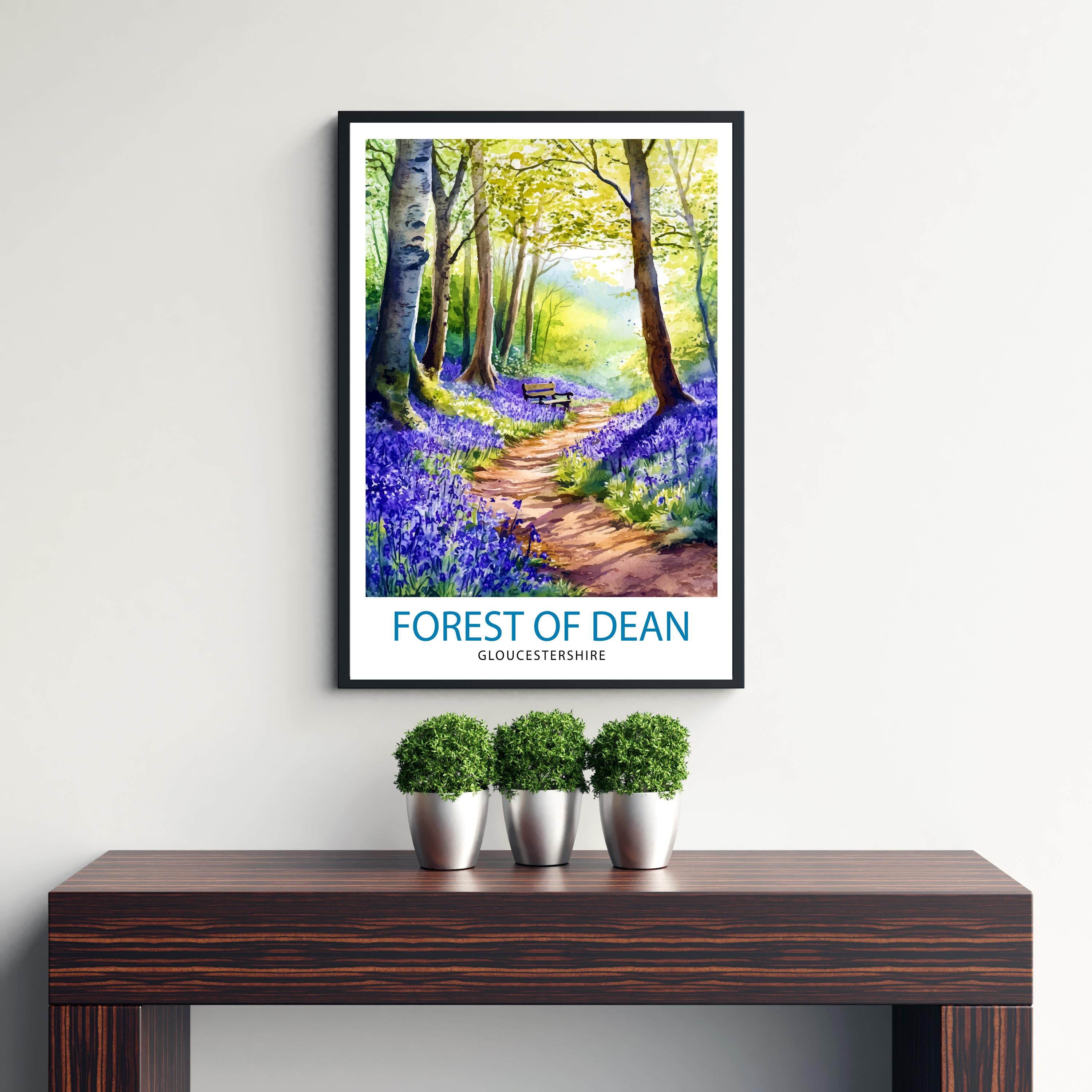 Forest of Dean Travel Poster UK Forest Art Forest of Dean Poster Scenic Woodland Poster British Nature Decor