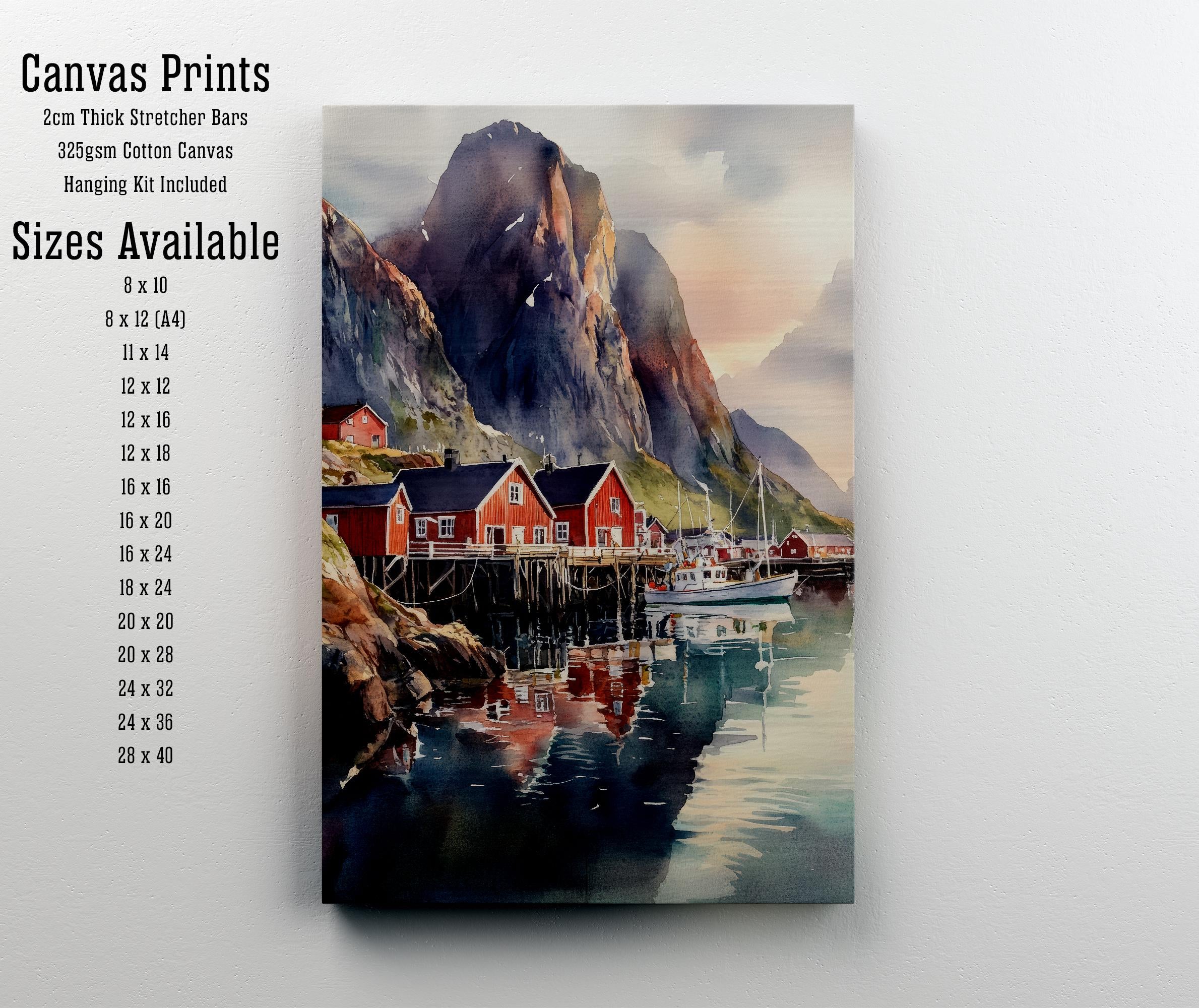 Lofoten Islands Watercolor Painting Norway Landscape Art Lofoten Print Scenic Norway Watercolor Coastal Decor