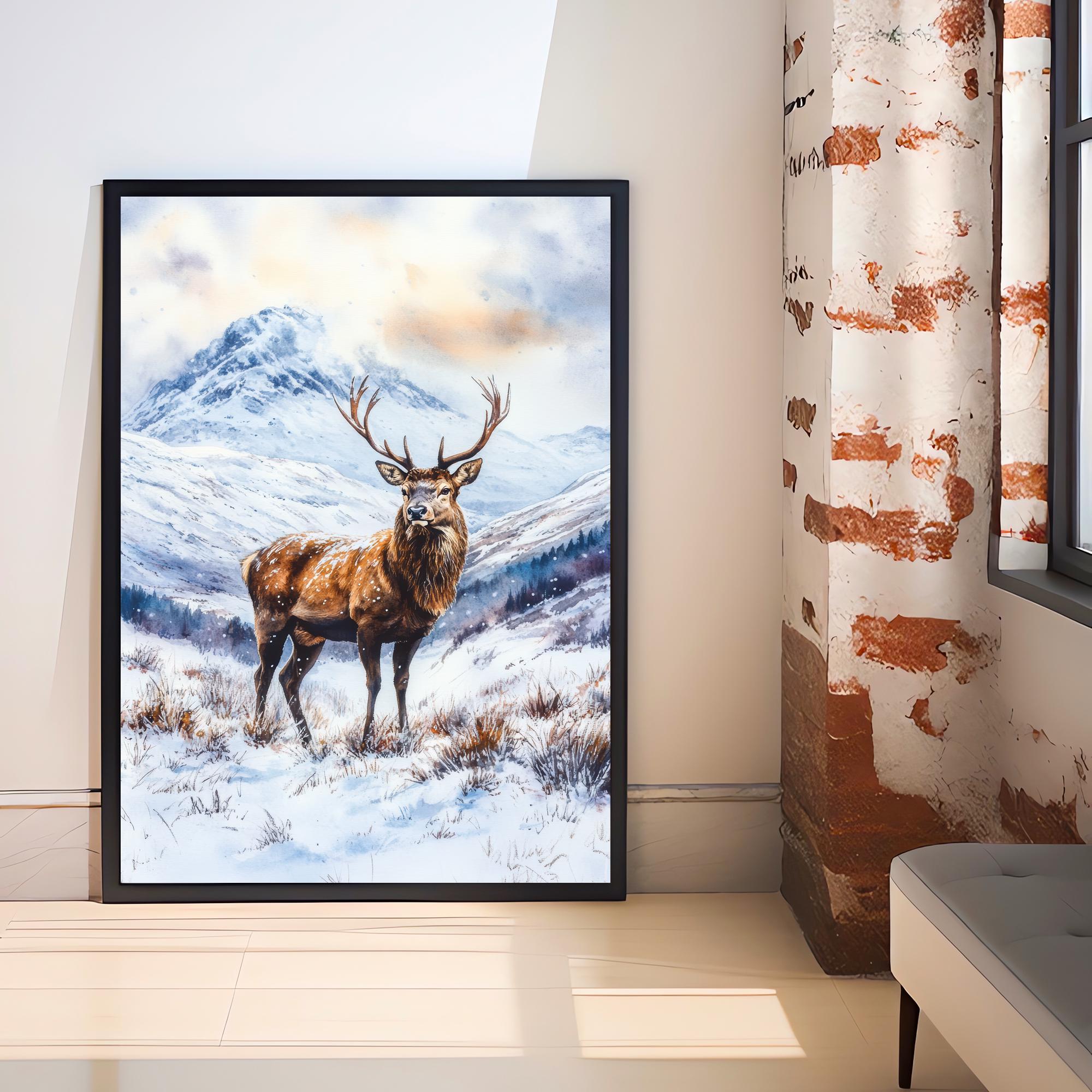 Scottish Highlands Watercolor Painting Scotland Landscape Art Highland Print Scenic Scottish Watercolor Decor