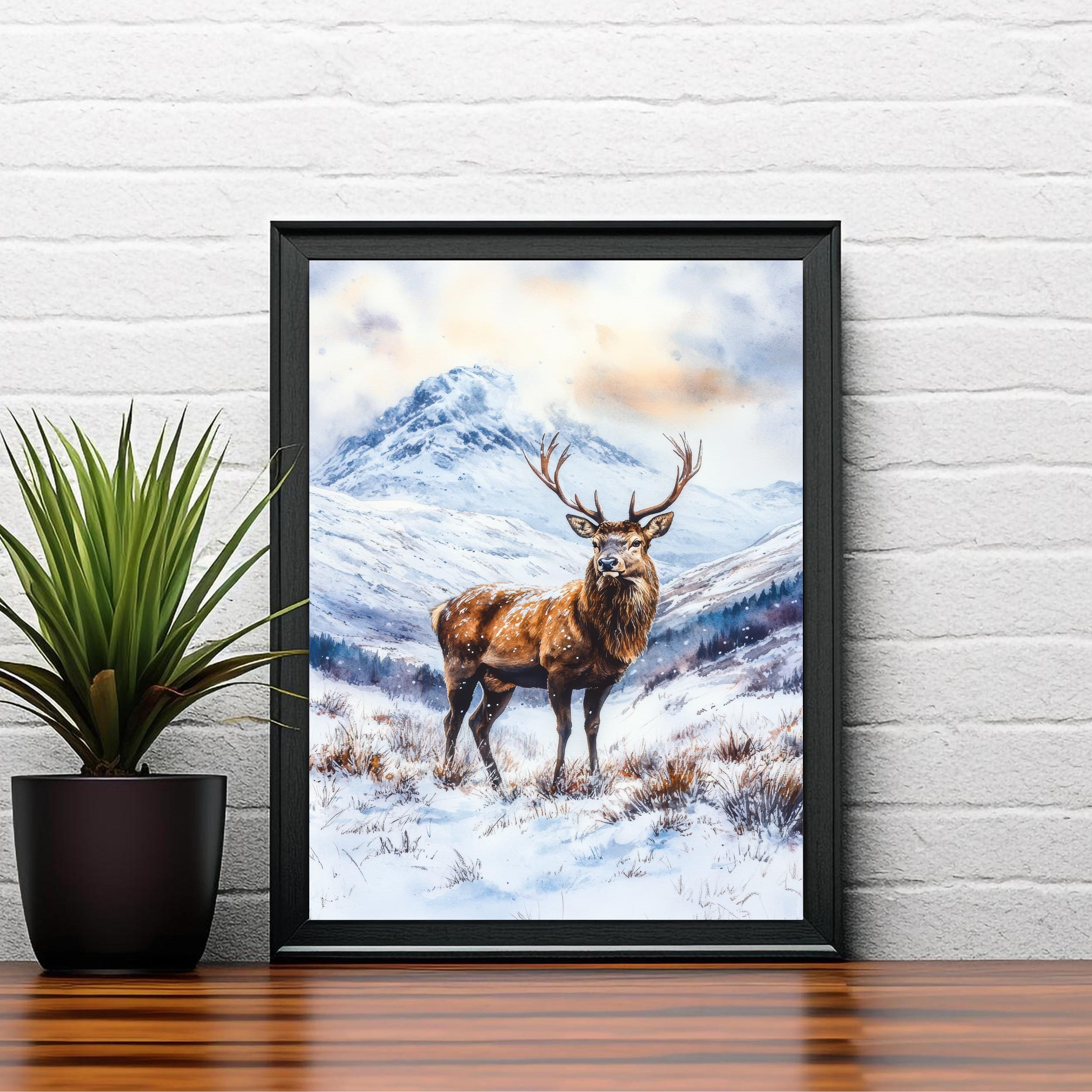 Scottish Highlands Watercolor Painting Scotland Landscape Art Highland Print Scenic Scottish Watercolor Decor