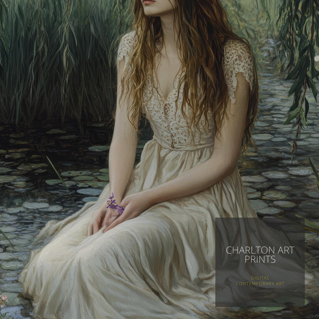 Ophelia Dark Academia Print Victorian Art Gothic Decor Antique Oil Painting Dark Academia Poster Rustic Vintage Wall Art