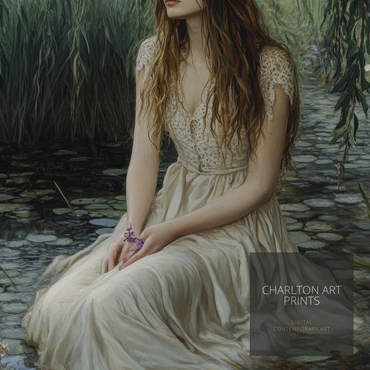 Ophelia Dark Academia Print Victorian Art Gothic Decor Antique Oil Painting Dark Academia Poster Rustic Vintage Wall Art