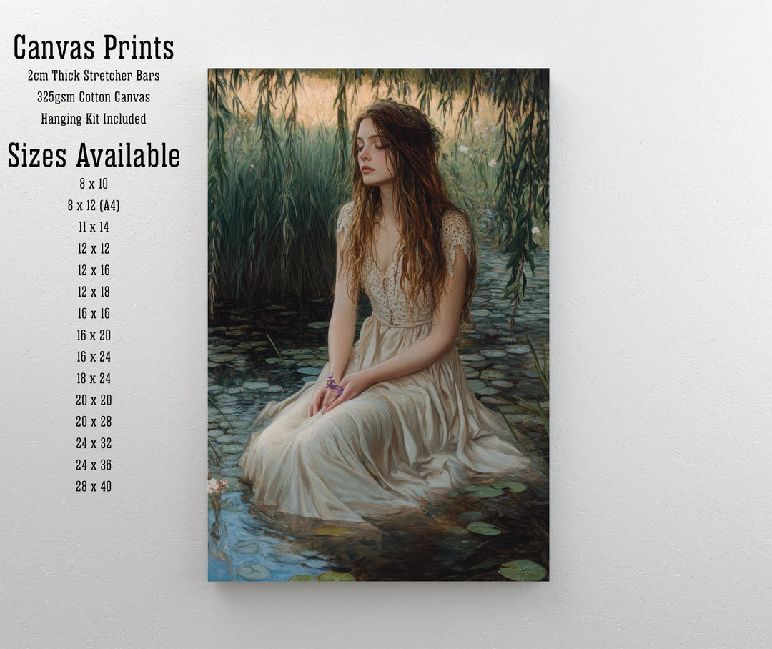 Ophelia Dark Academia Print Victorian Art Gothic Decor Antique Oil Painting Dark Academia Poster Rustic Vintage Wall Art