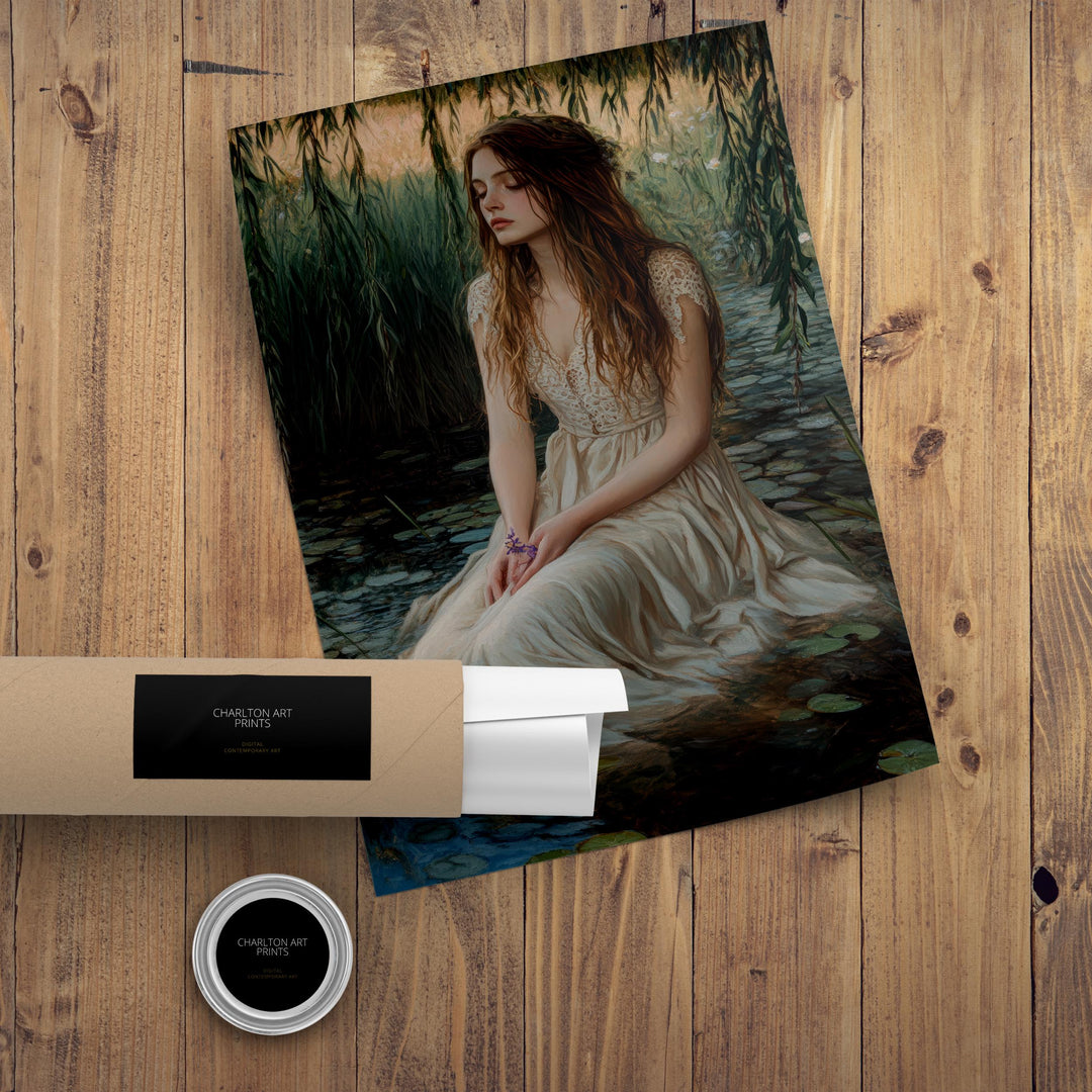 Ophelia Dark Academia Print Victorian Art Gothic Decor Antique Oil Painting Dark Academia Poster Rustic Vintage Wall Art