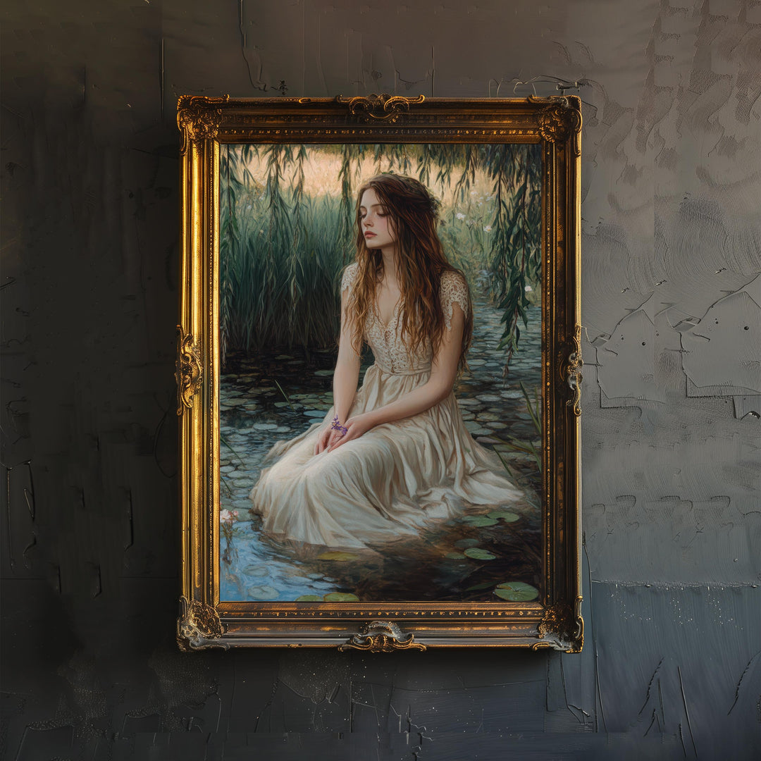 Ophelia Dark Academia Print Victorian Art Gothic Decor Antique Oil Painting Dark Academia Poster Rustic Vintage Wall Art
