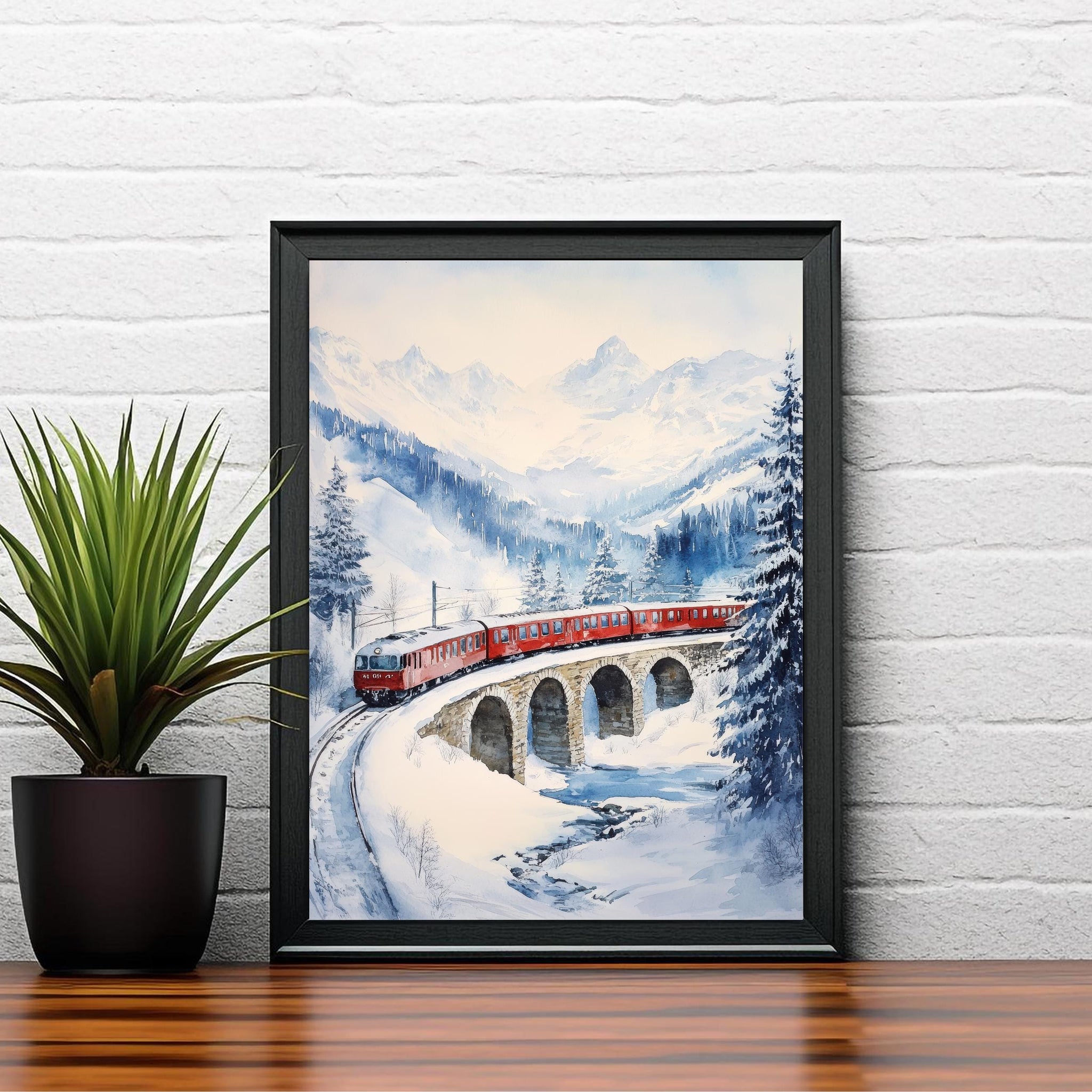 Glacier Express Watercolor Painting Swiss Train Art Glacier Express Poster Scenic Train Journey Watercolor Swiss Landscape Decor