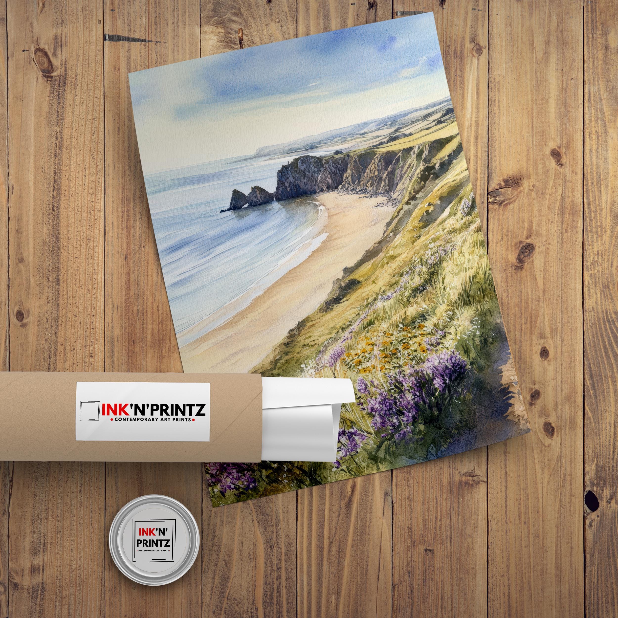 Gower Peninsula Watercolor Painting Wales Landscape Art Gower Poster Scenic Welsh Coast Watercolor Wall Art