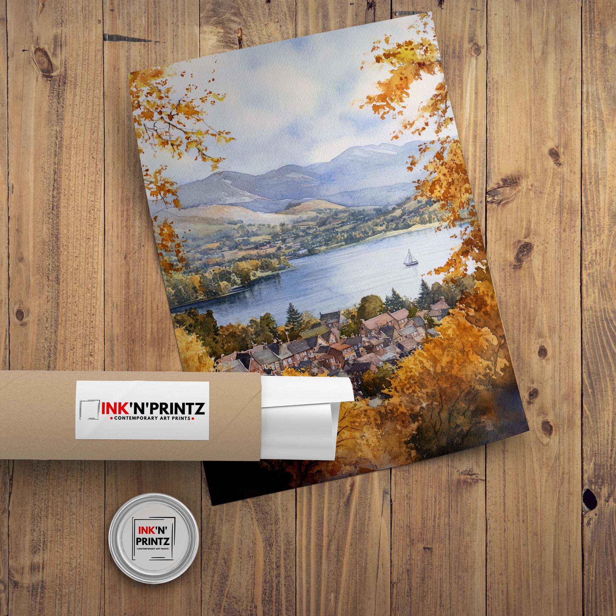 Keswick Lake District Watercolour Painting Derwentwater Art Keswick Poster Watercolour Lake Art Scenic Lake District Decor