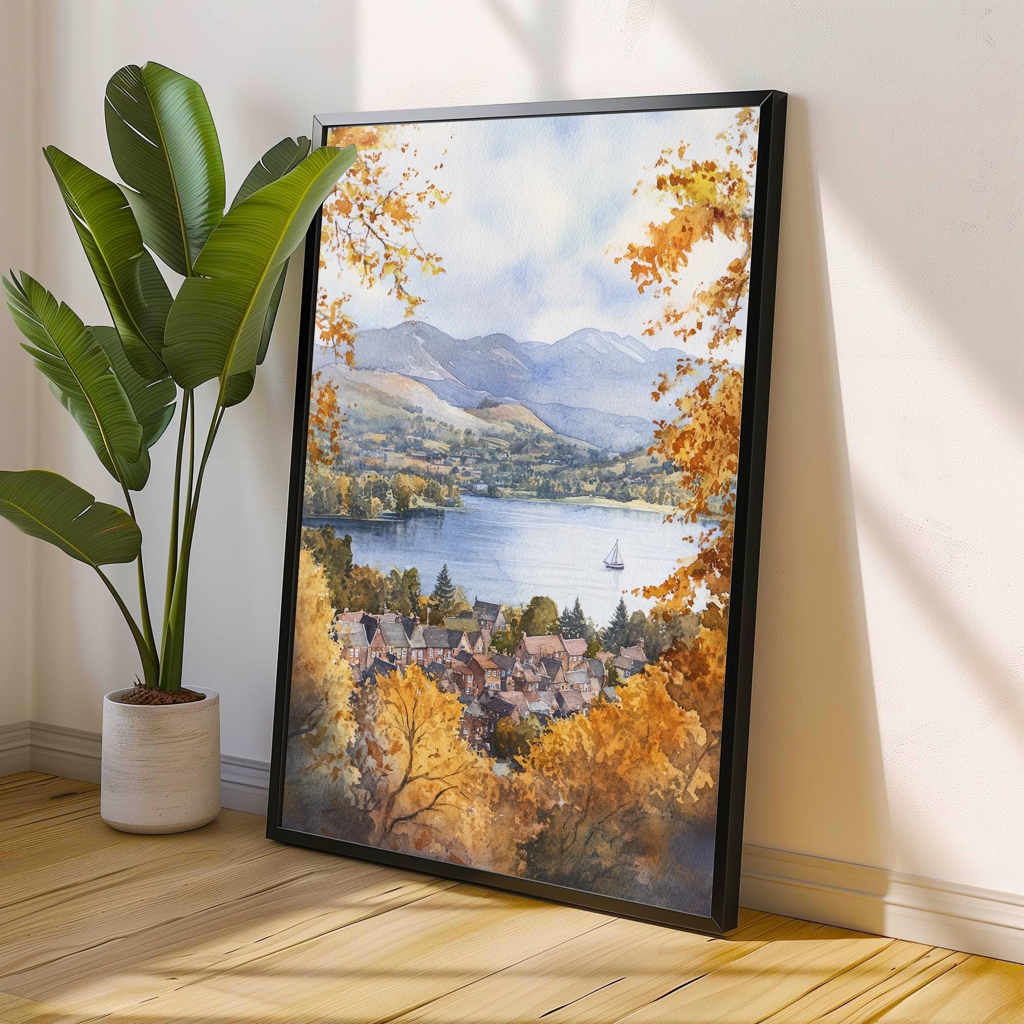 Keswick Lake District Watercolour Painting Derwentwater Art Keswick Poster Watercolour Lake Art Scenic Lake District Decor