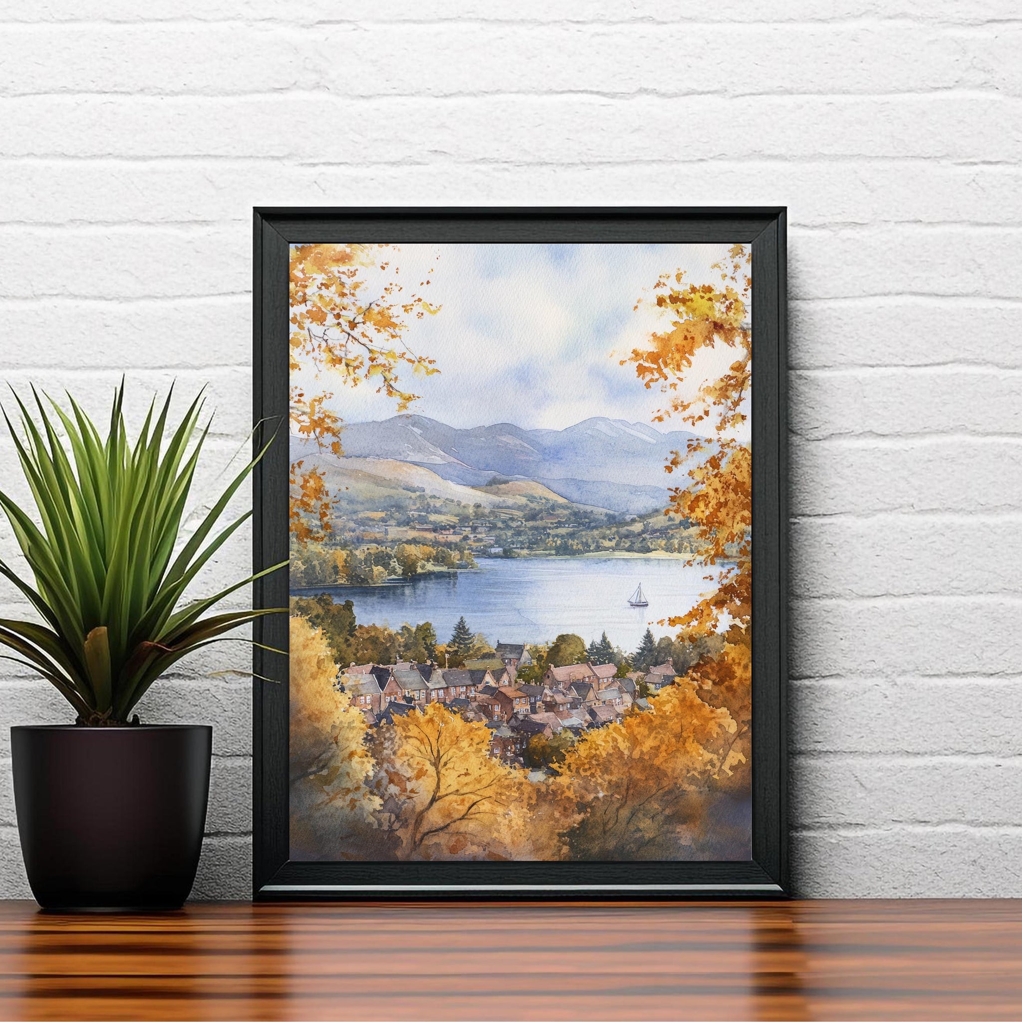 Keswick Lake District Watercolour Painting Derwentwater Art Keswick Poster Watercolour Lake Art Scenic Lake District Decor