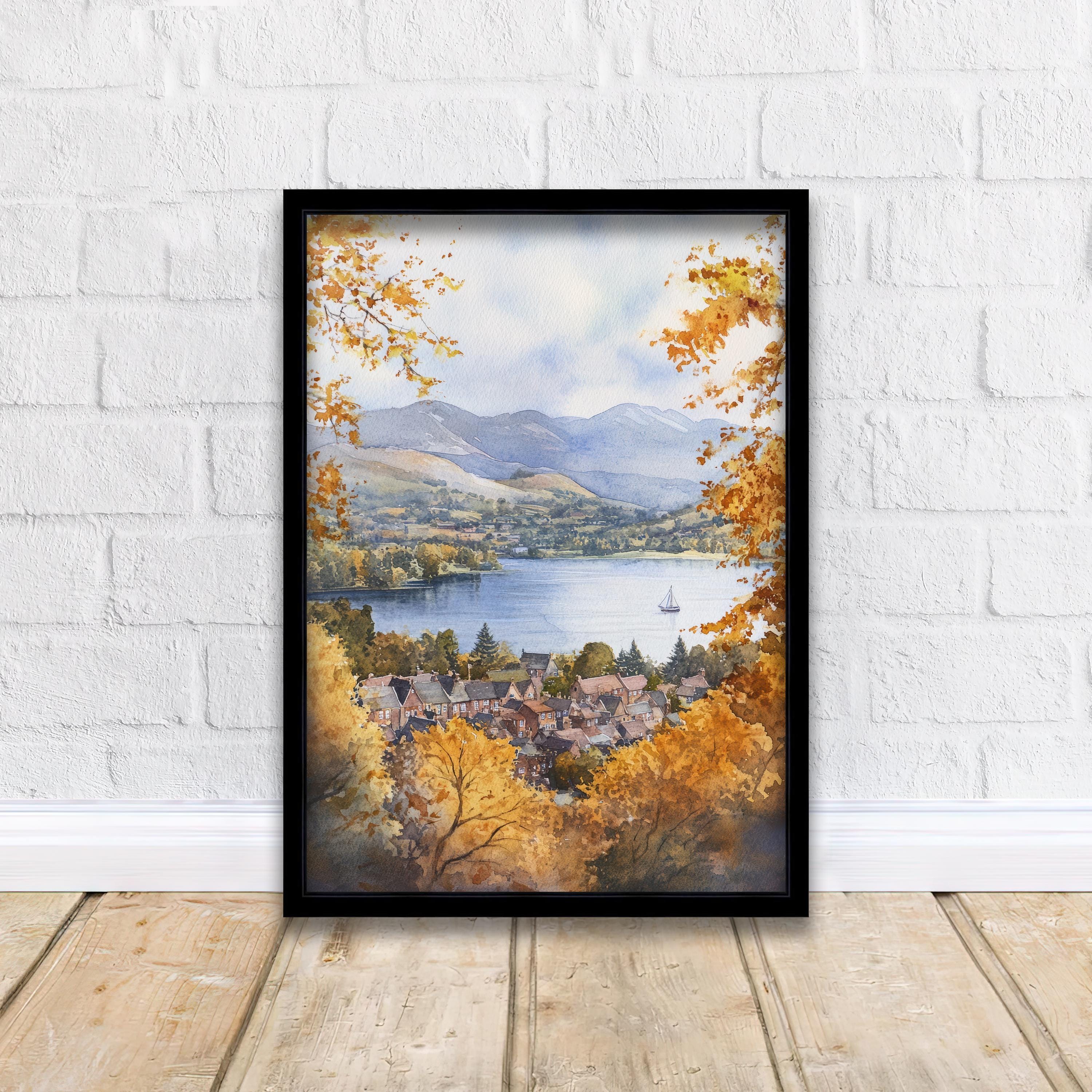 Keswick Lake District Watercolour Painting Derwentwater Art Keswick Poster Watercolour Lake Art Scenic Lake District Decor