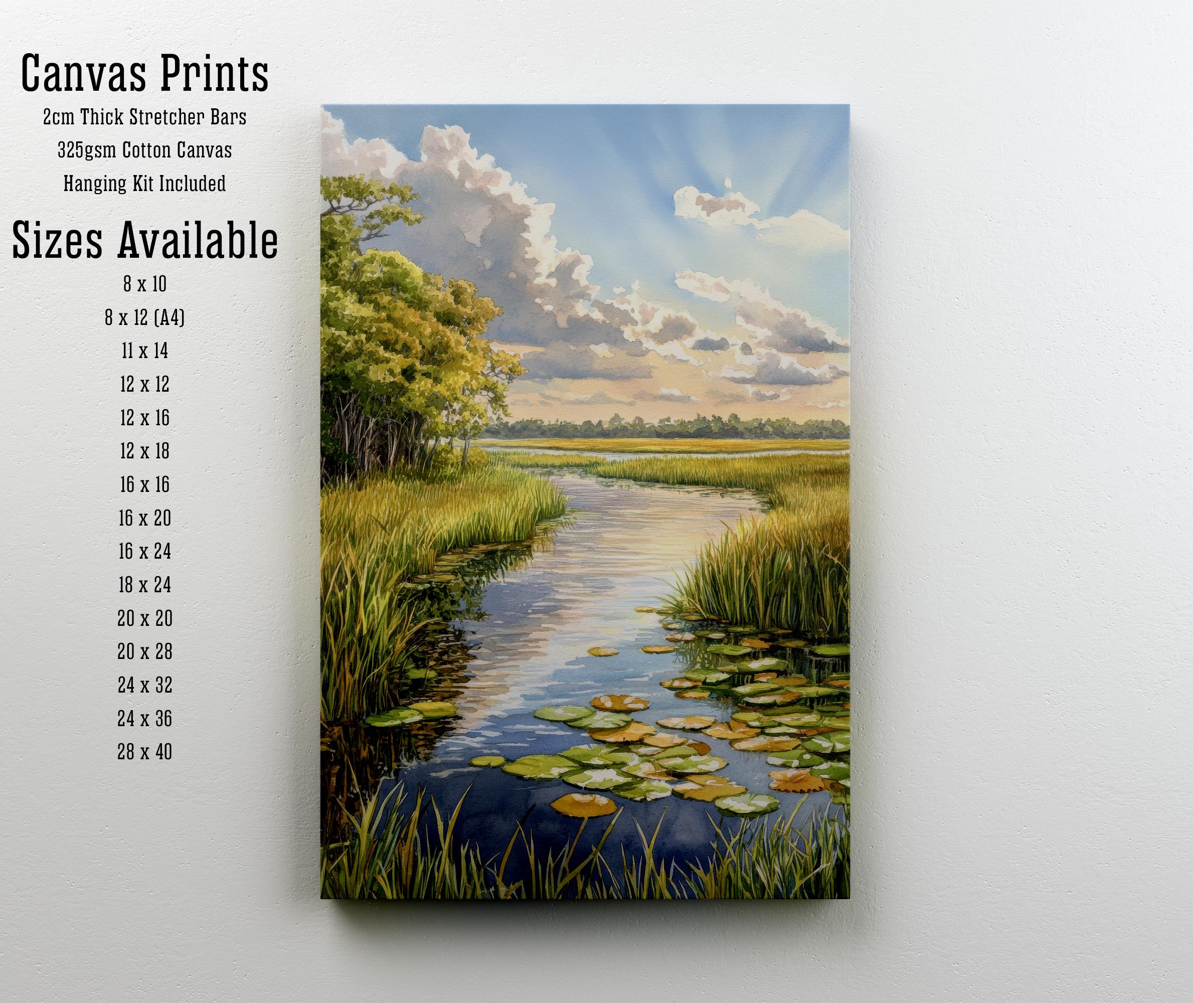 Everglades Watercolor Painting Florida Landscape Art Everglades Print Scenic Watercolor Nature Art Everglades Wildlife Decor