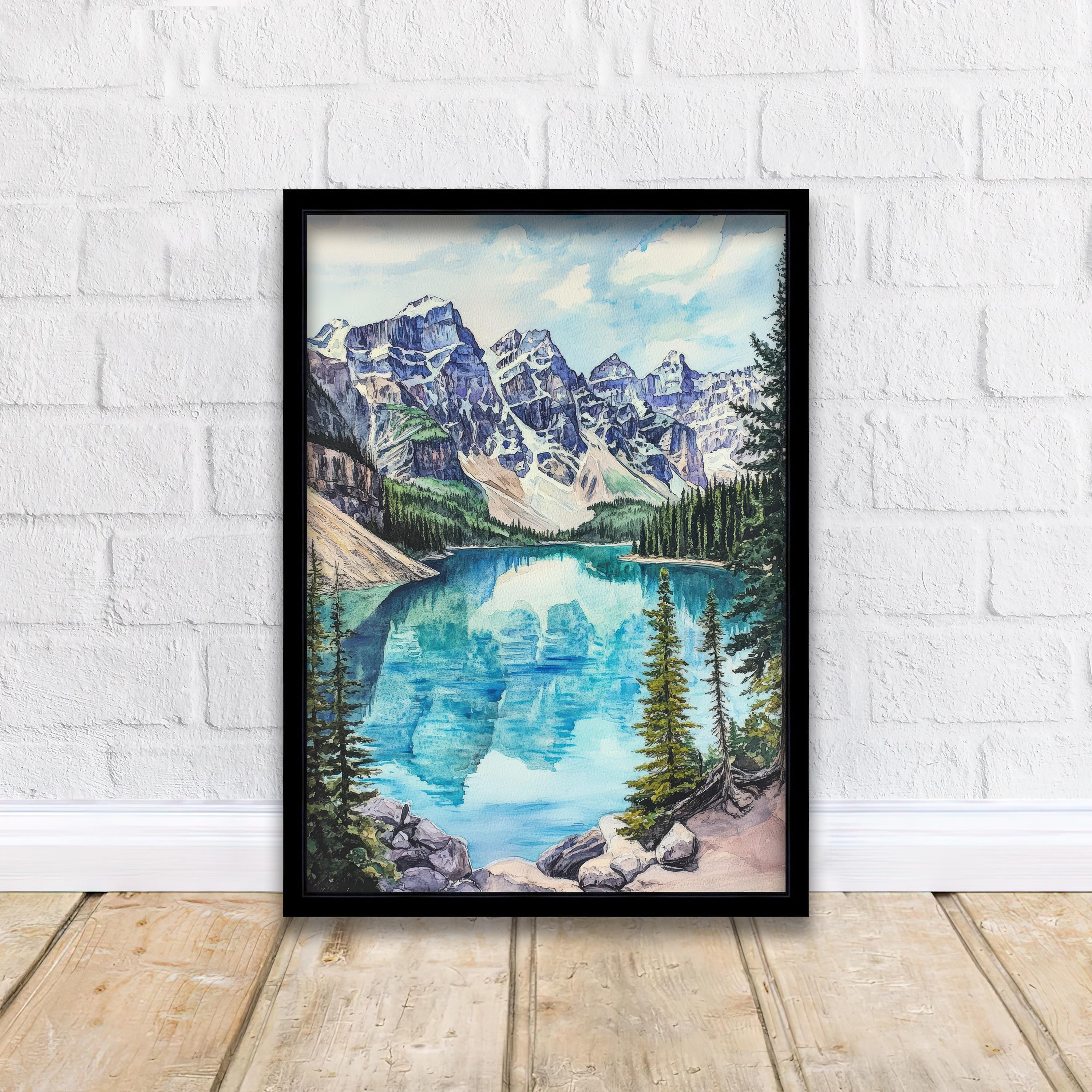 Banff Watercolor Painting Canadian Landscape Art Banff Print Scenic Mountain Art Watercolor Nature Decor