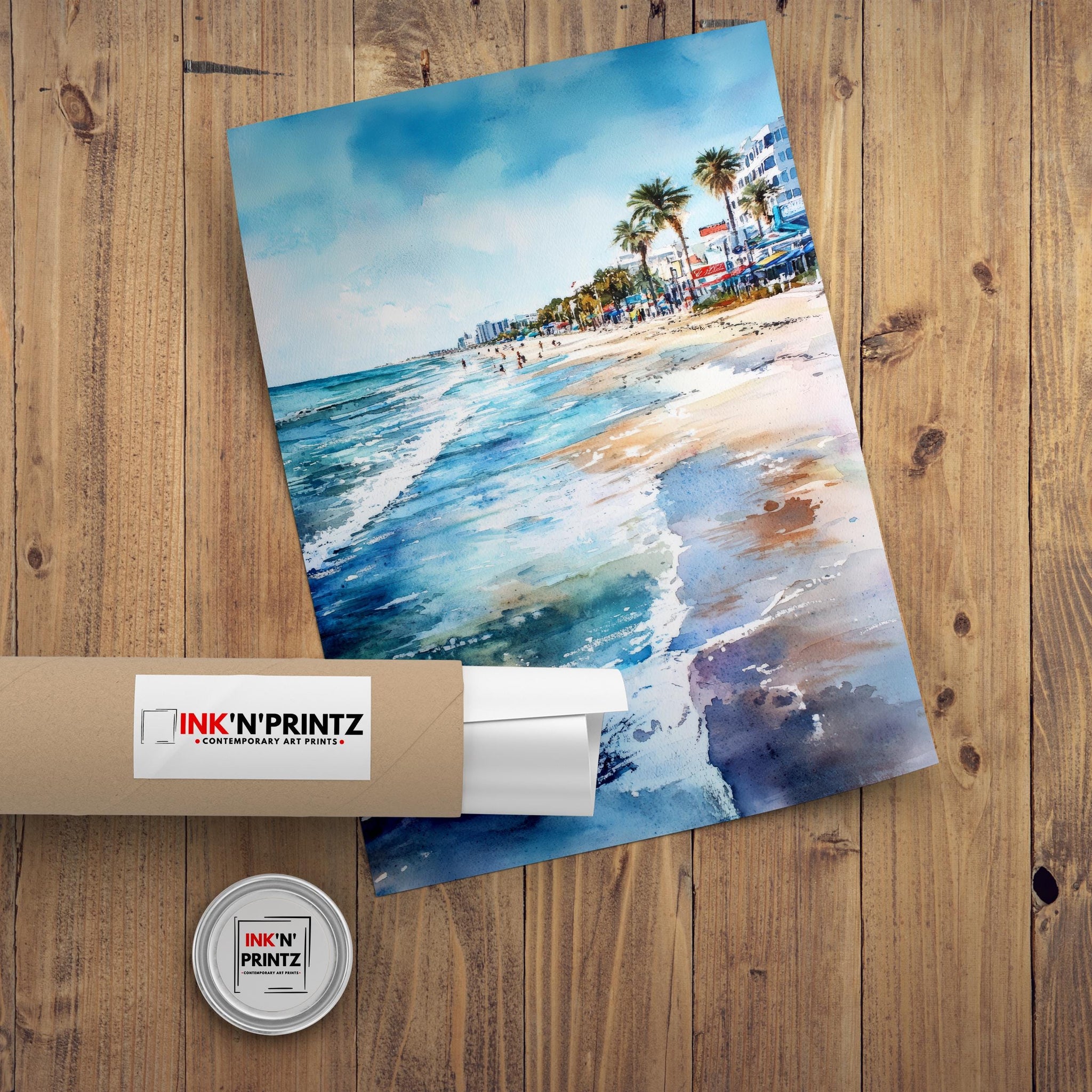 Galveston Beach Watercolor Painting Texas Coastal Art Galveston Poster Seascape Watercolor Beach Art Scenic Texas Decor