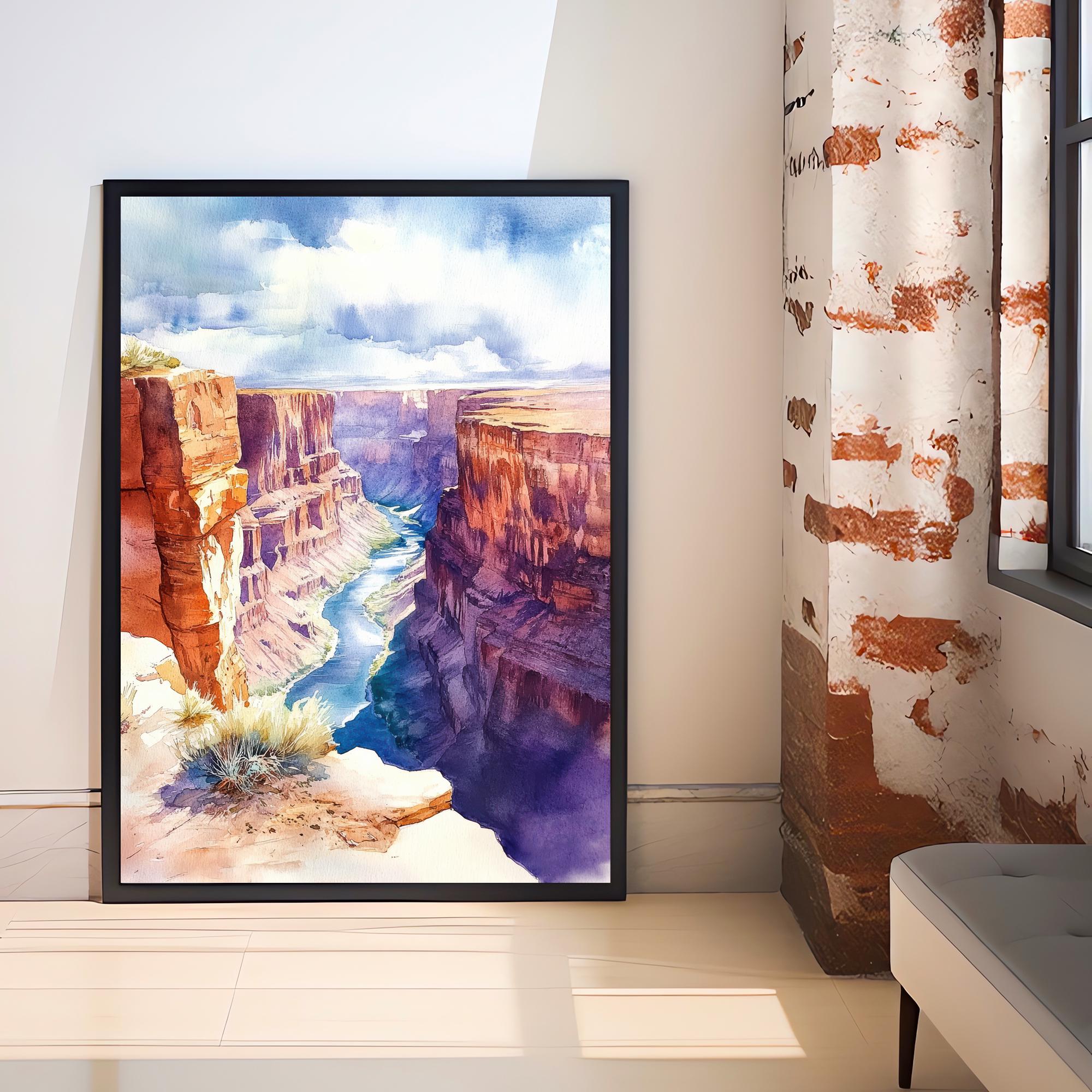 Grand Canyon Watercolor Painting Canyon Landscape Art Grand Canyon Poster Scenic Watercolor Nature Art Desert Decor