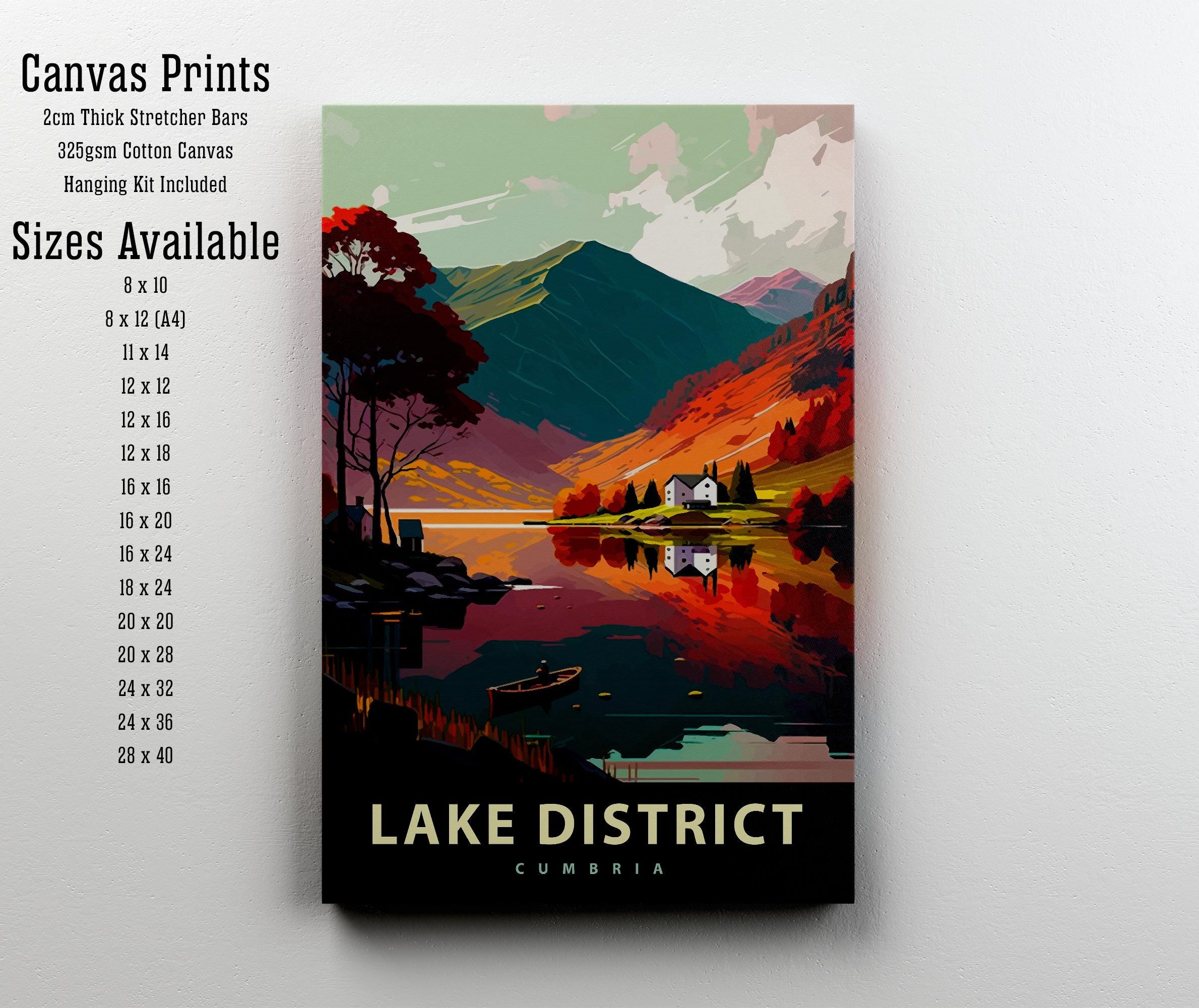 Lake District Travel Poster UK Landscape Art Lake District Print Scenic UK Poster Lake District Wall Decor