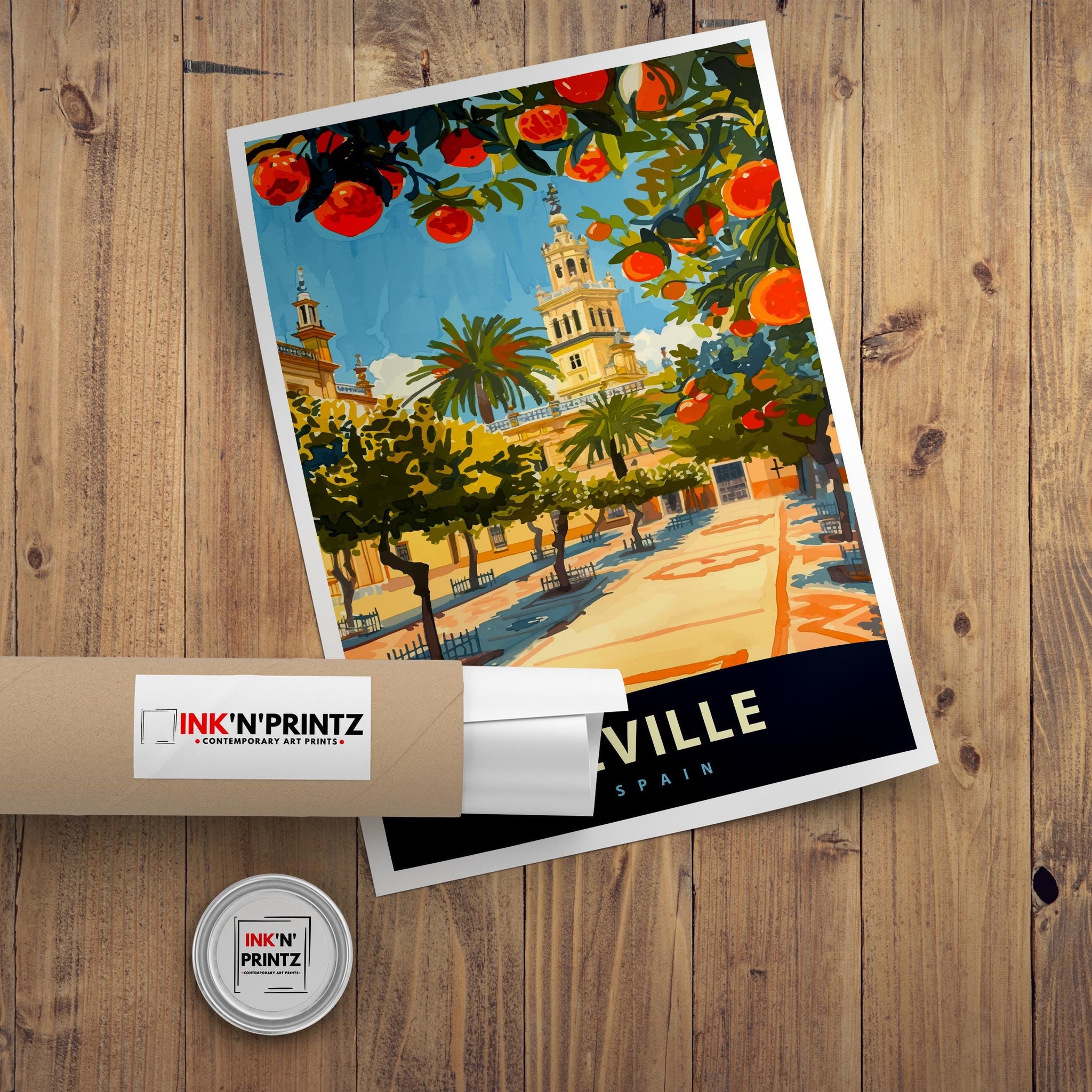 Seville Spain Travel Poster Spanish City Art Seville Print Scenic Spain Poster Seville Architecture Decor