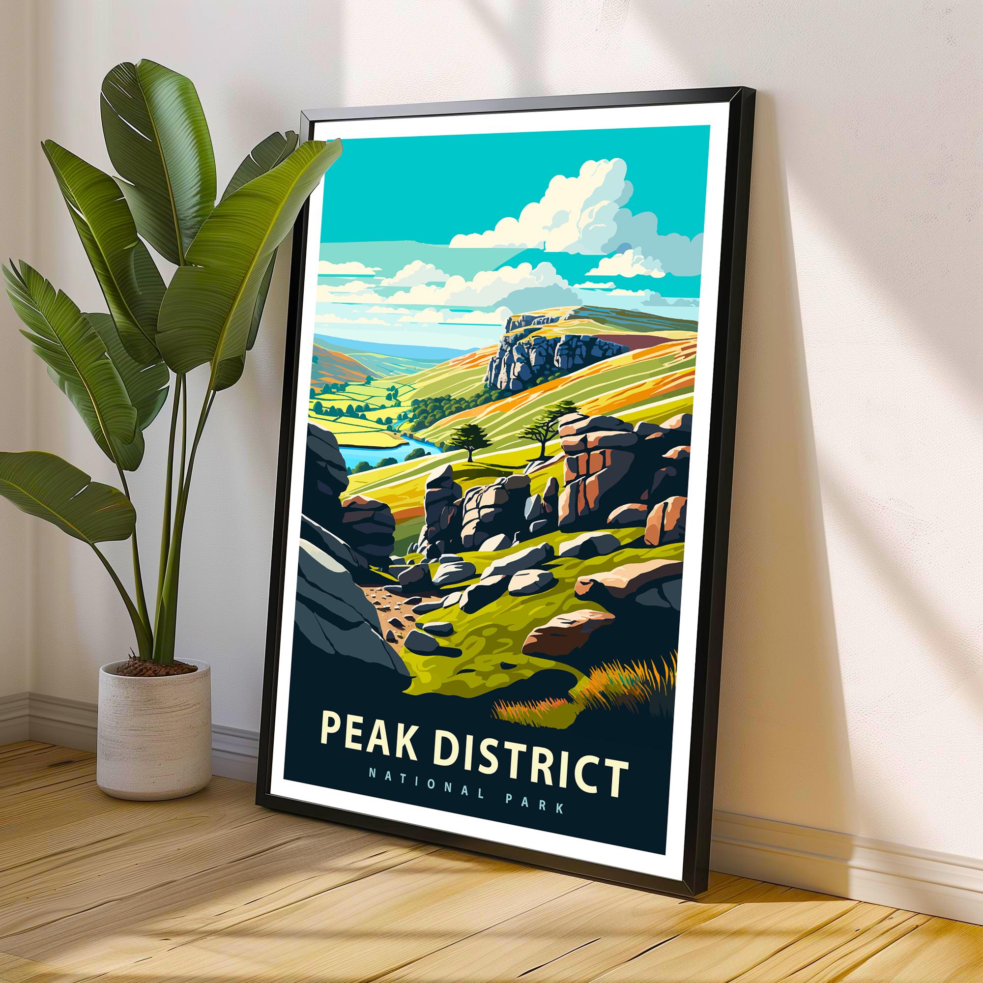 Peak District National Park Travel Poster UK Landscape Art Peak District Print Scenic British National Park Decor