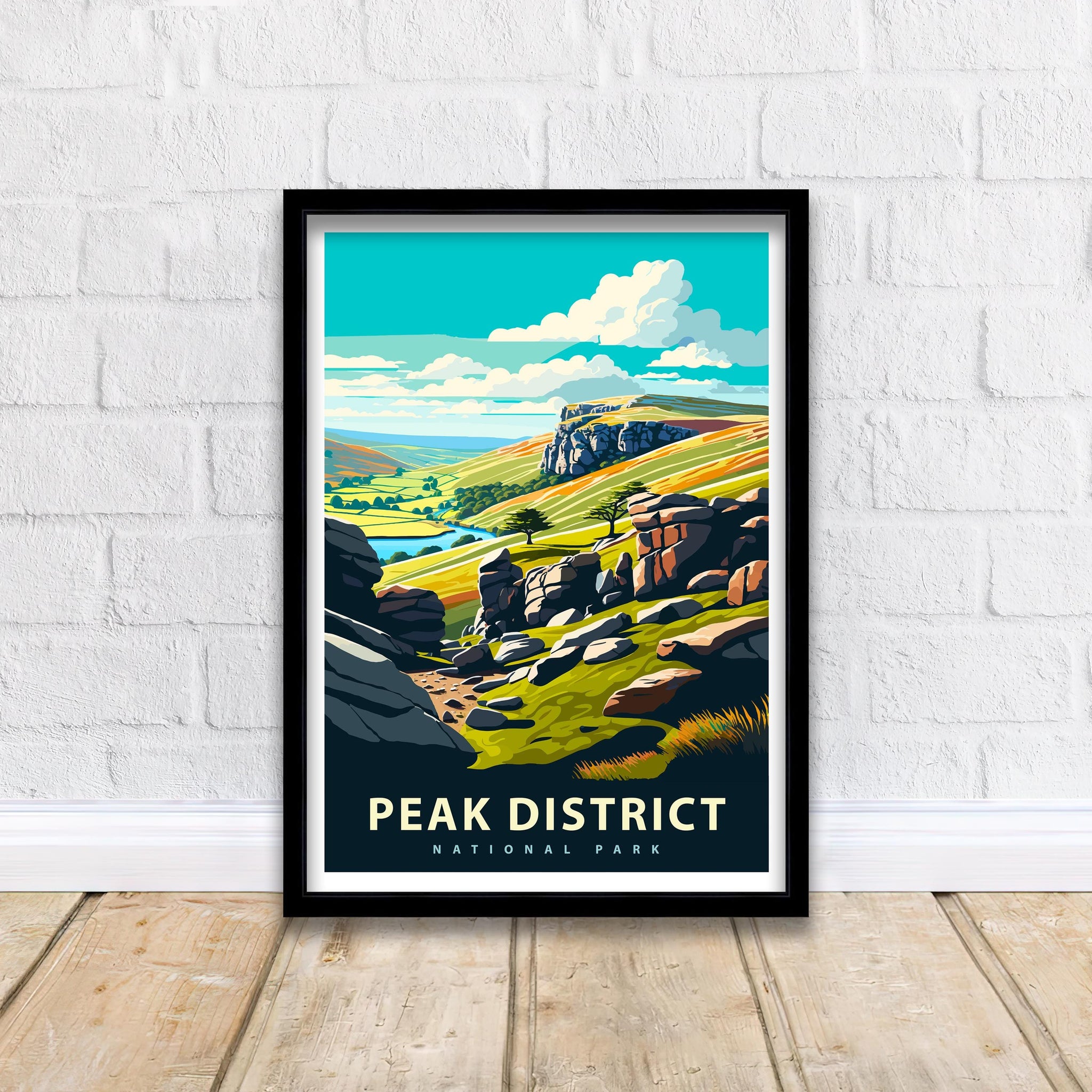 Peak District National Park Travel Poster UK Landscape Art Peak District Print Scenic British National Park Decor