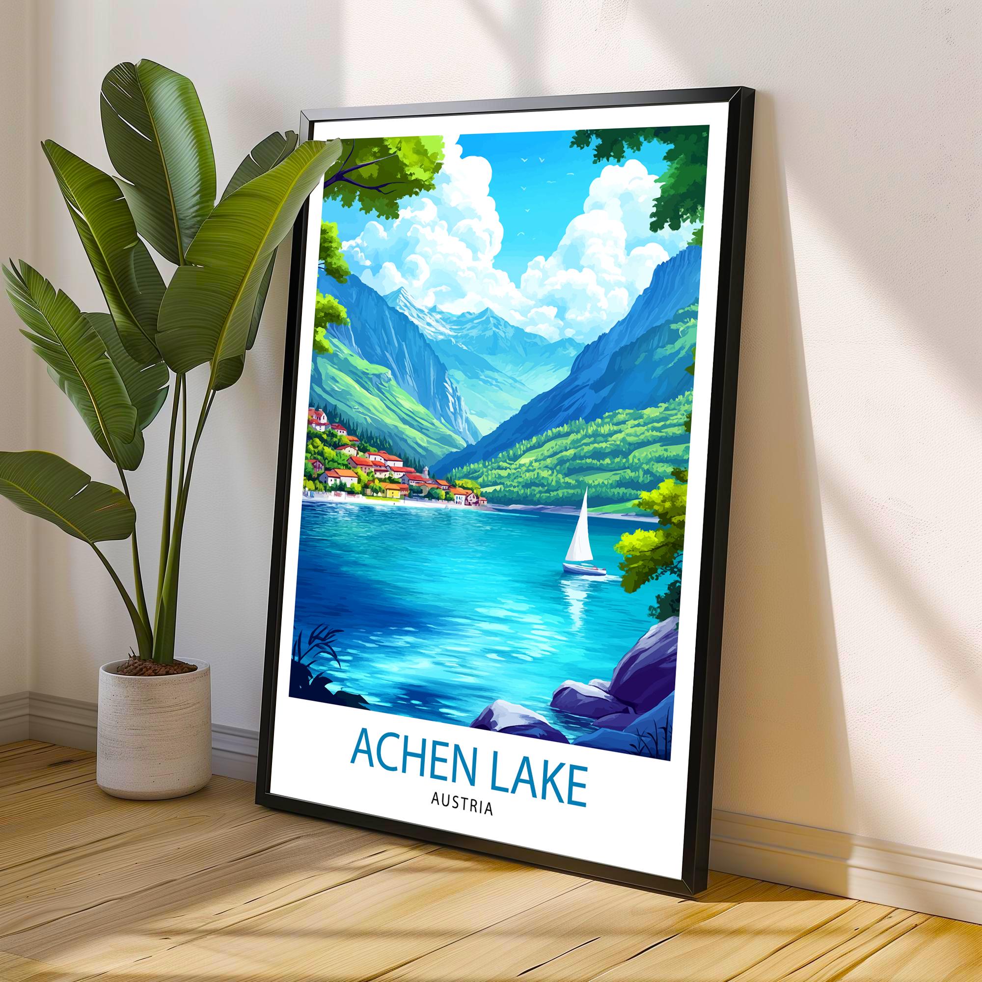 Achen Lake Travel Poster Austria Landscape Art Achen See Print Scenic Austrian Lake Poster Nature Travel Decor