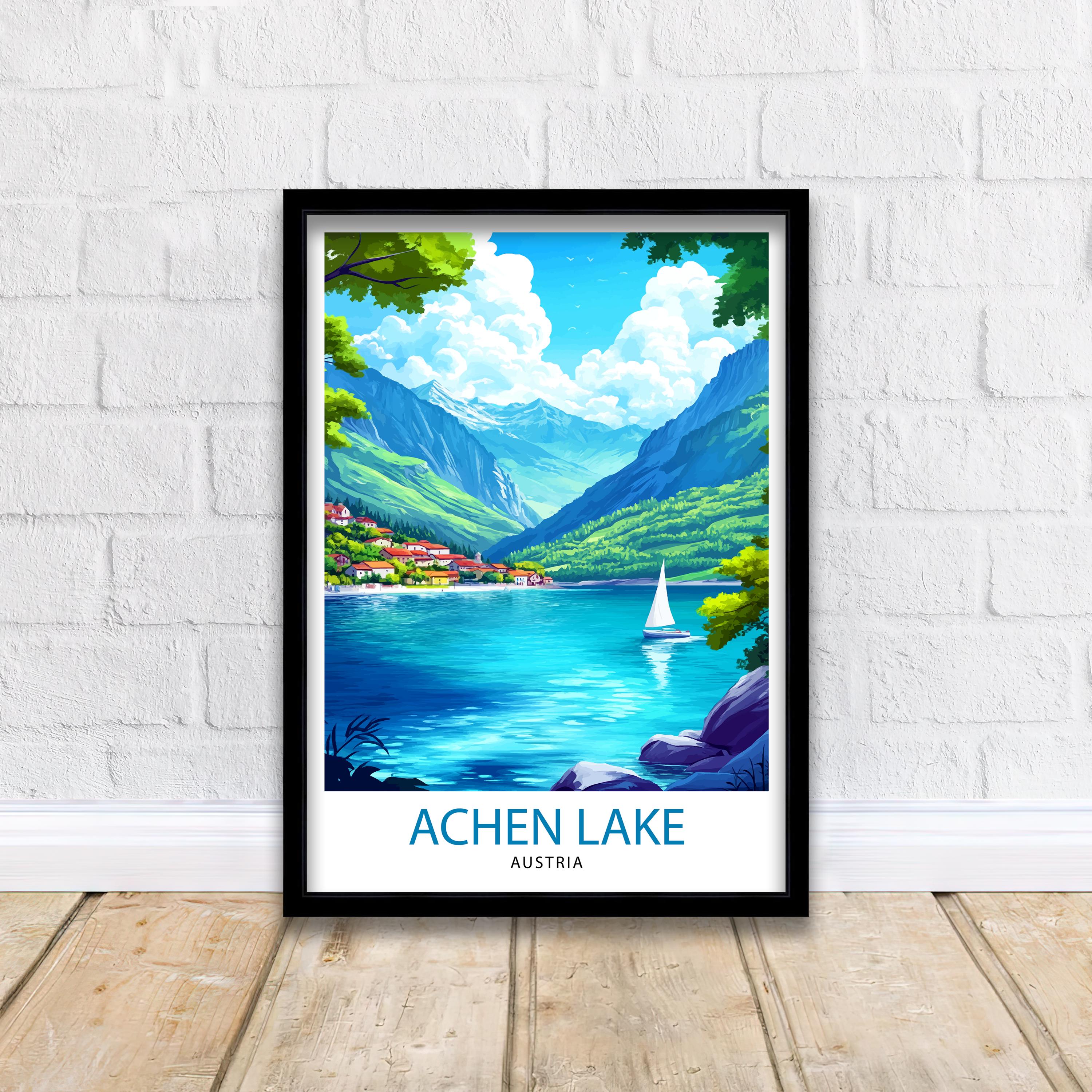 Achen Lake Travel Poster Austria Landscape Art Achen See Print Scenic Austrian Lake Poster Nature Travel Decor