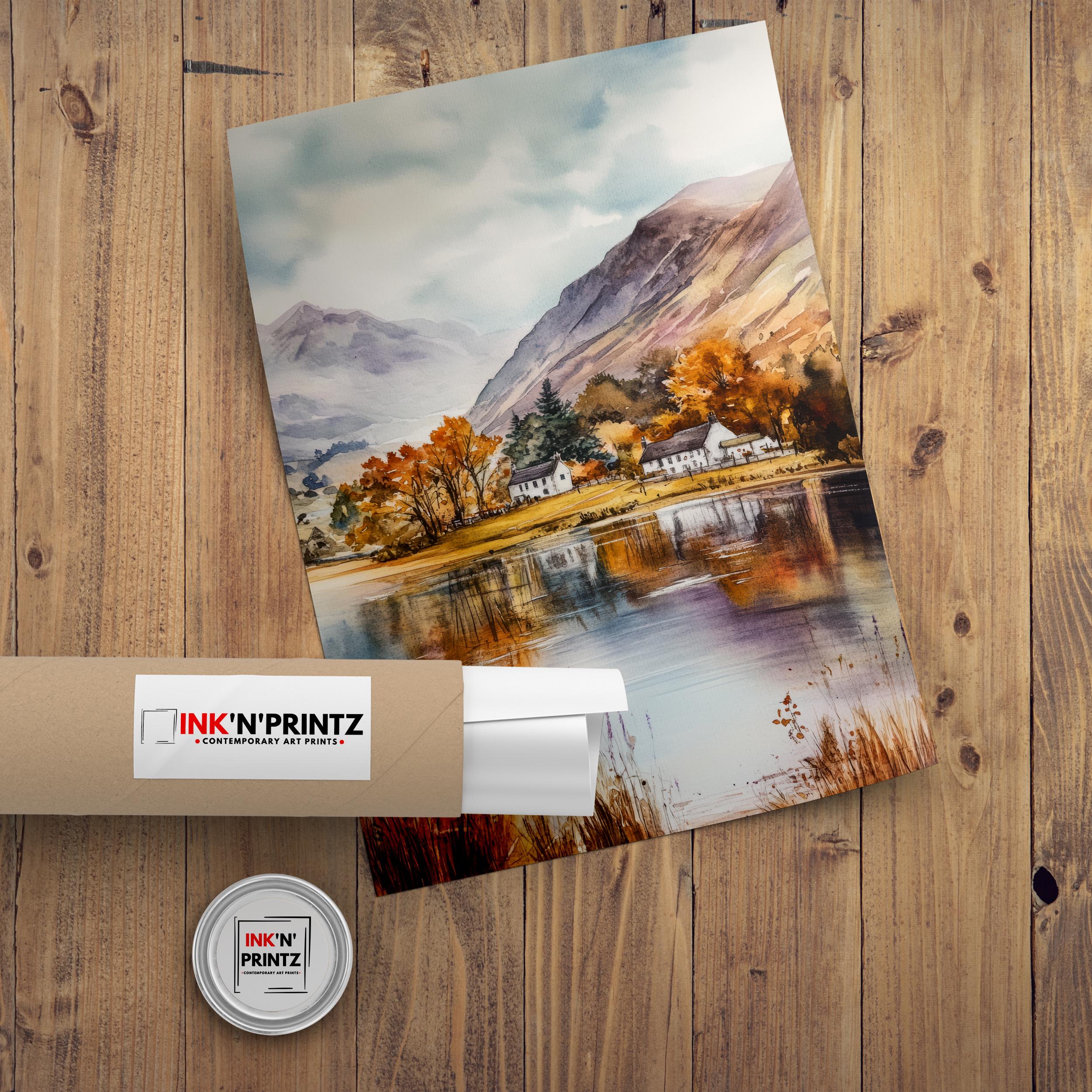 Lake District Watercolor Travel Print Wall Decor Wall Art Lake District Landscape Wall Hanging Home Décor British Countryside Gift Art
