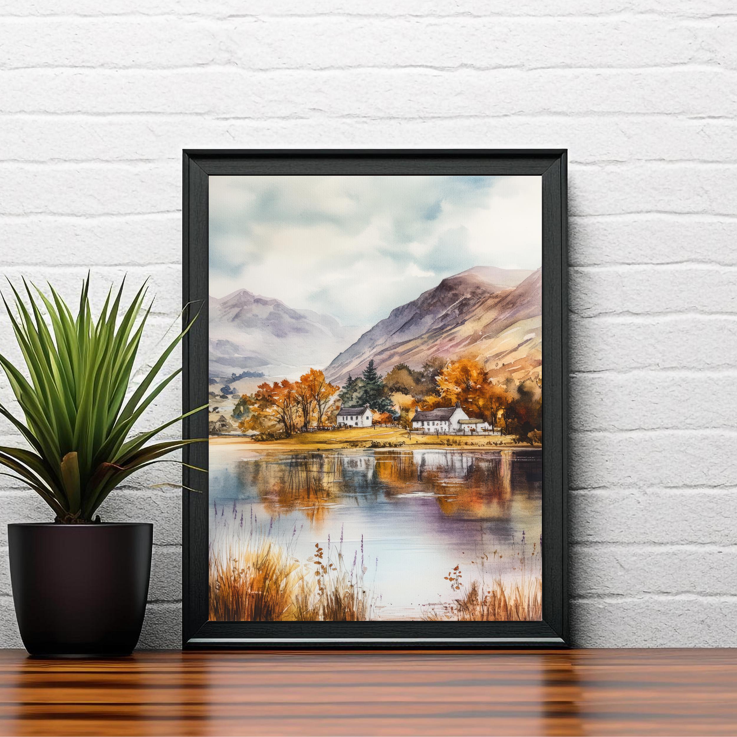 Lake District Watercolor Travel Print Wall Decor Wall Art Lake District Landscape Wall Hanging Home Décor British Countryside Gift Art