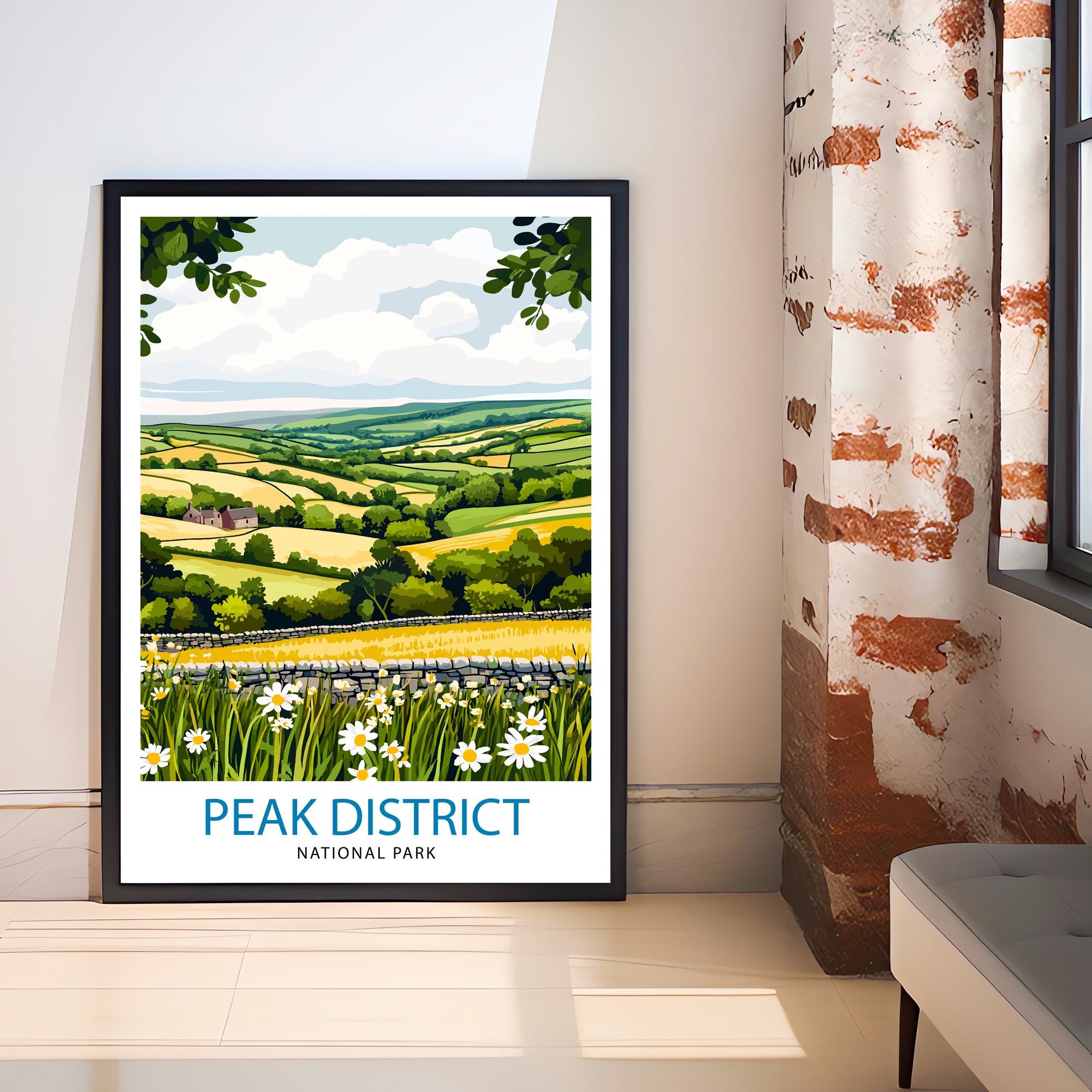 Peak District Travel Print | Peak District Art | Peak District Print | Landscape | Travel Poster | Peak District Poster