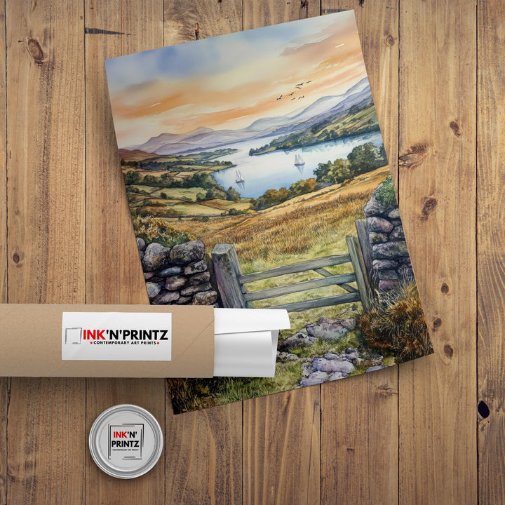 Lake District Watercolor Travel Print Wall Decor Wall Art Lake District Landscape Wall Hanging Home Décor British Countryside Gift Art
