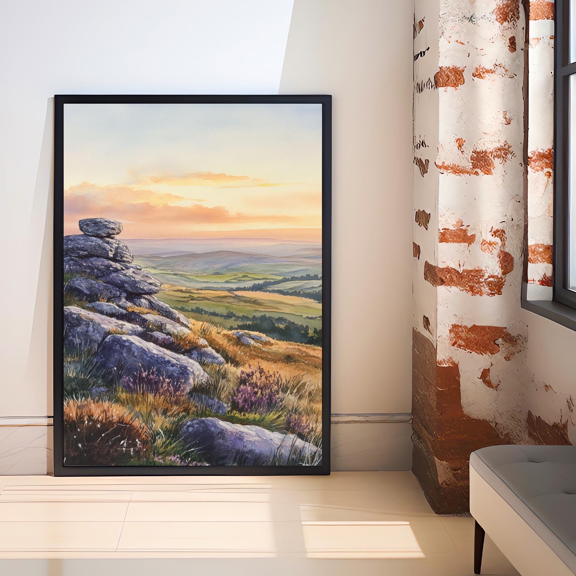 Peak District Watercolor Painting UK Landscape Art Peak District Print Scenic British Countryside Decor