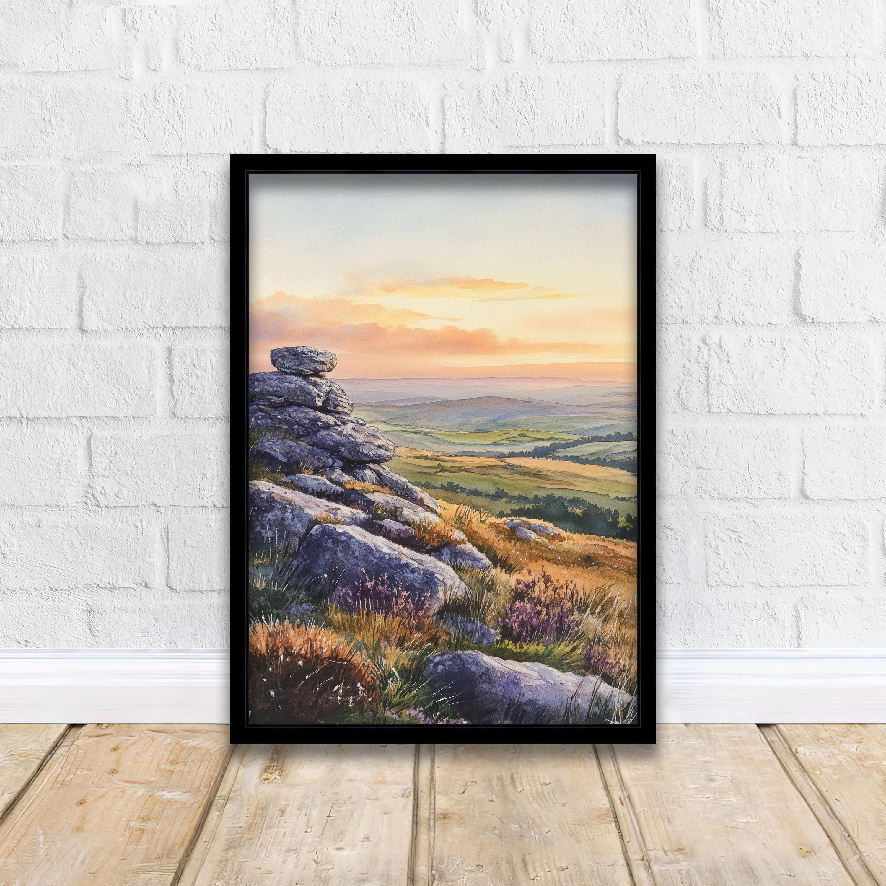 Peak District Watercolor Painting UK Landscape Art Peak District Print Scenic British Countryside Decor