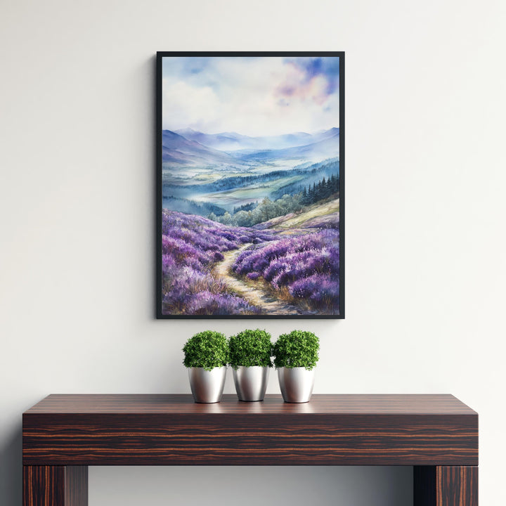 Scottish Highlands Watercolor Painting Scotland Landscape Art Highland Print Scenic Scottish Watercolor Decor