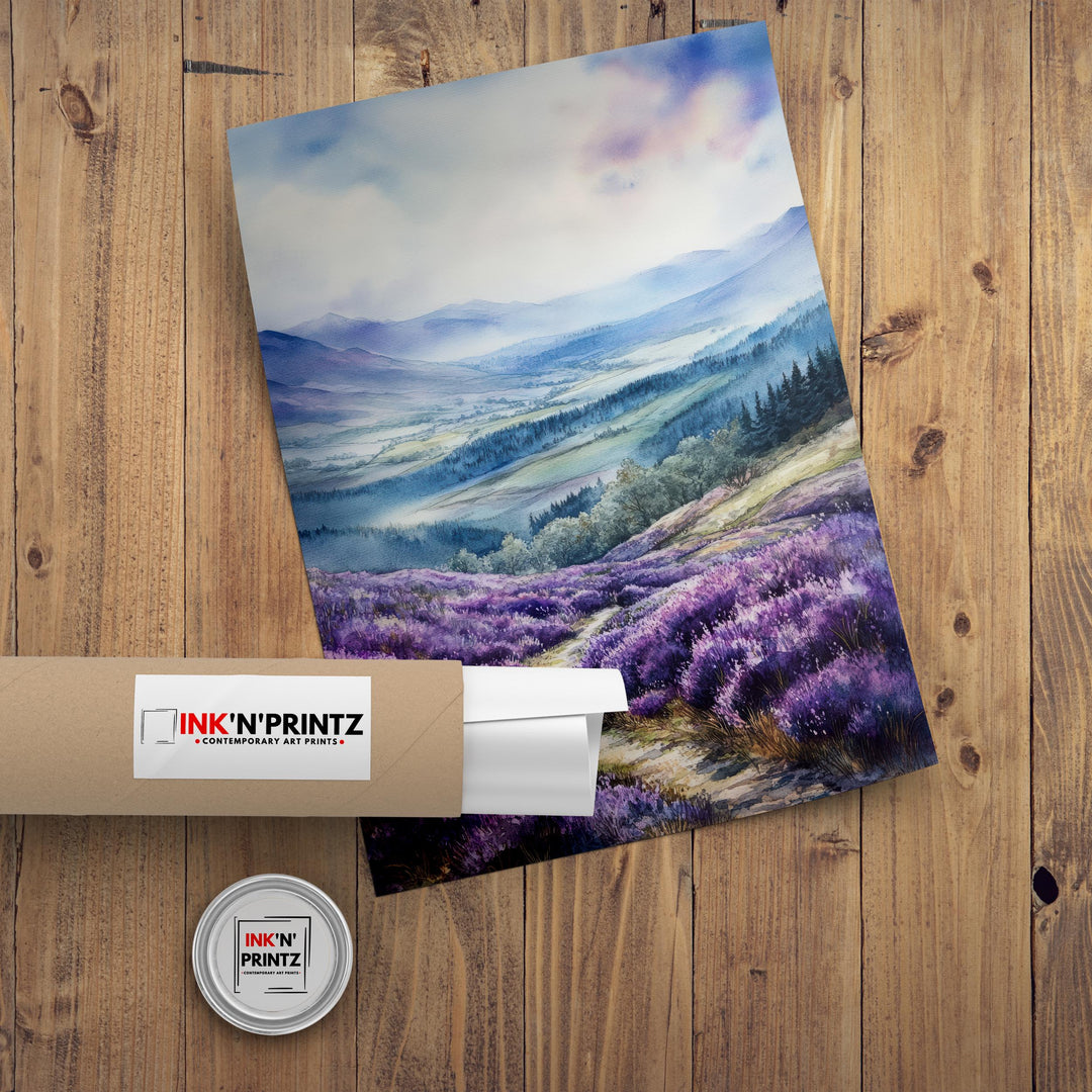 Scottish Highlands Watercolor Painting Scotland Landscape Art Highland Print Scenic Scottish Watercolor Decor