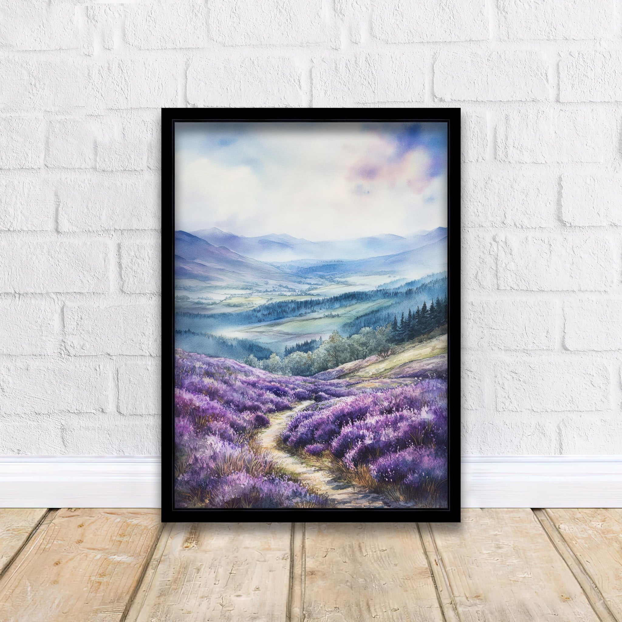 Scottish Highlands Watercolor Painting Scotland Landscape Art Highland Print Scenic Scottish Watercolor Decor