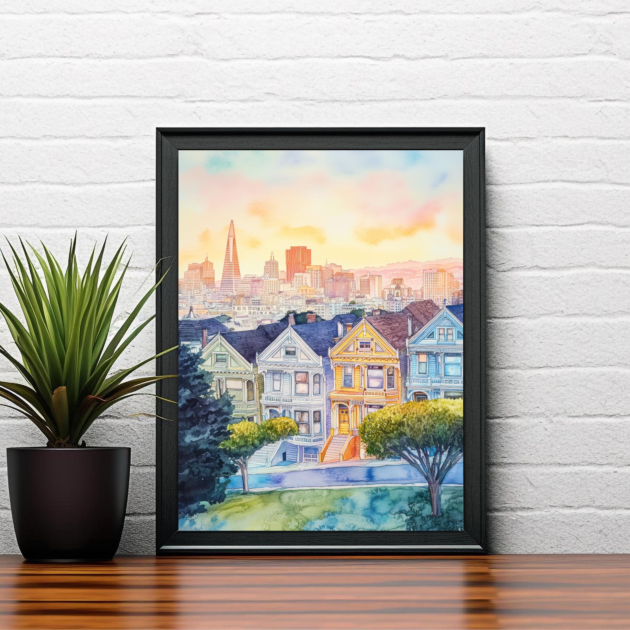San Francisco Watercolor Painting Art San Francisco Print Watercolor Cityscape Scenic SF Decor
