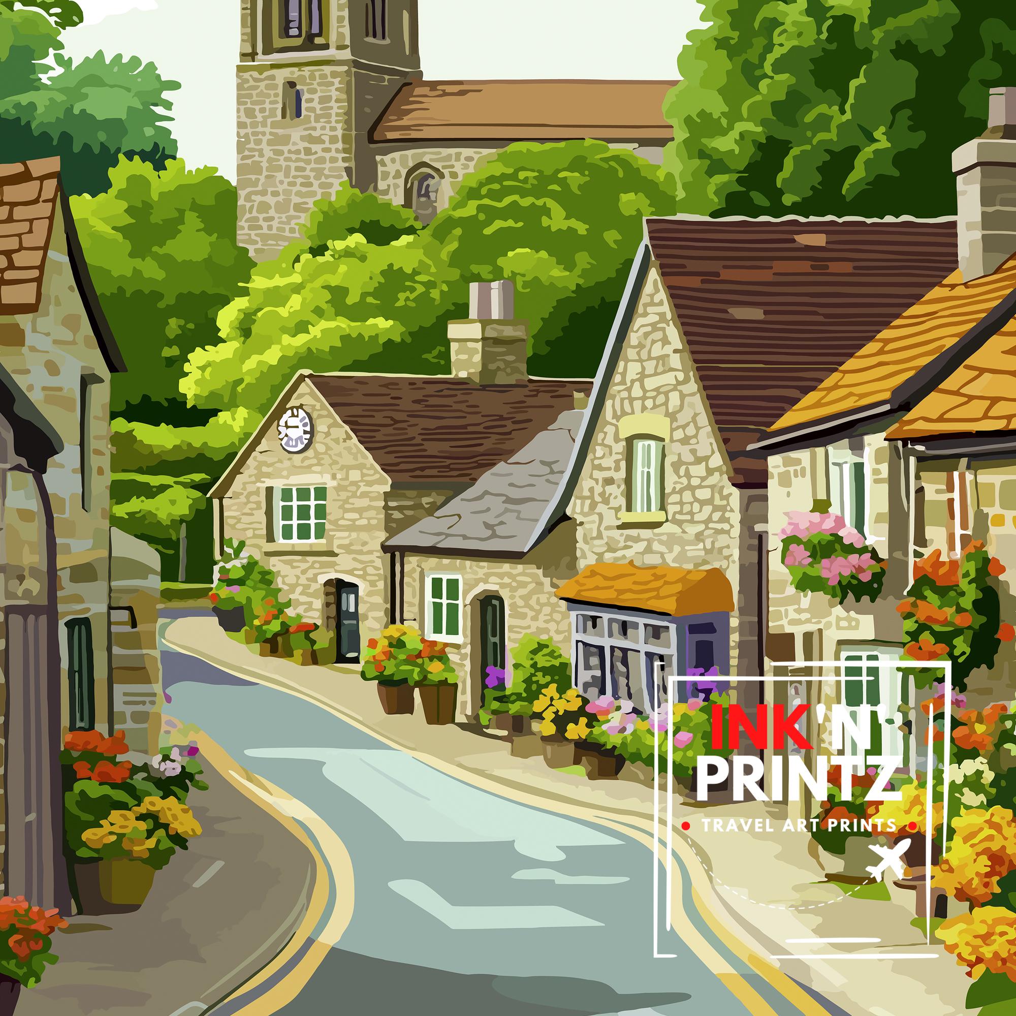 Belford Northumberland Travel Poster UK Village Art Belford Poster Scenic Northumberland Poster British Countryside Decor