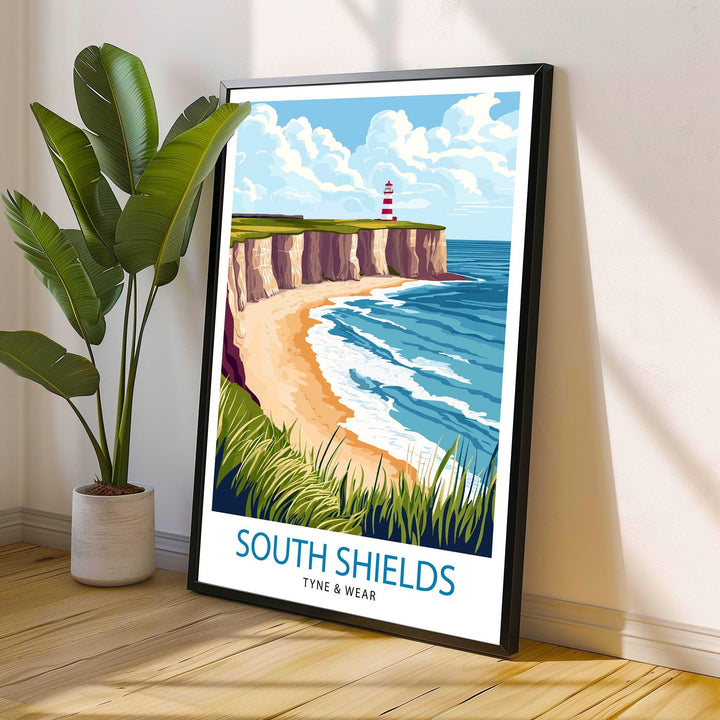South Shields Travel Poster UK Coastal Art South Shields Poster Scenic North East England Poster South Shields