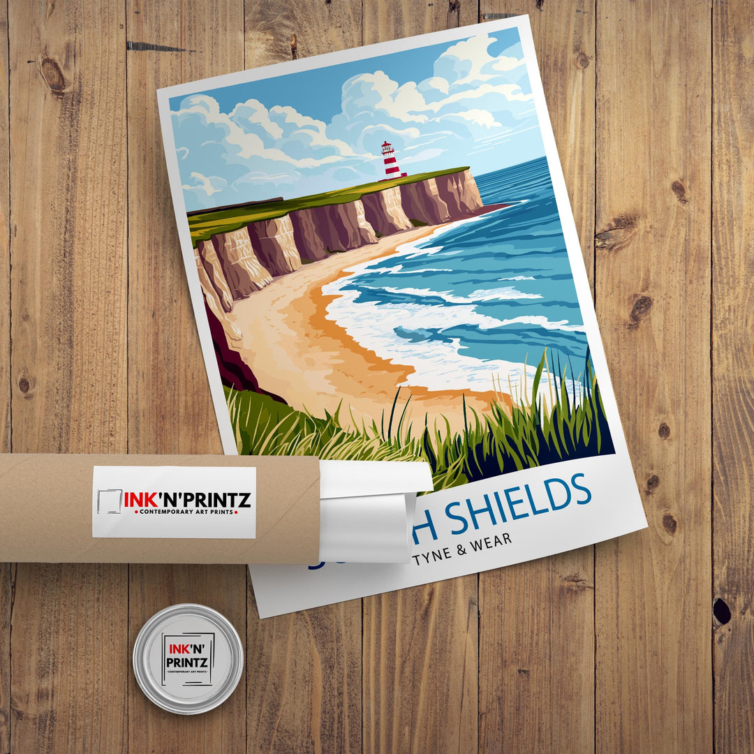 South Shields Travel Poster UK Coastal Art South Shields Poster Scenic North East England Poster South Shields